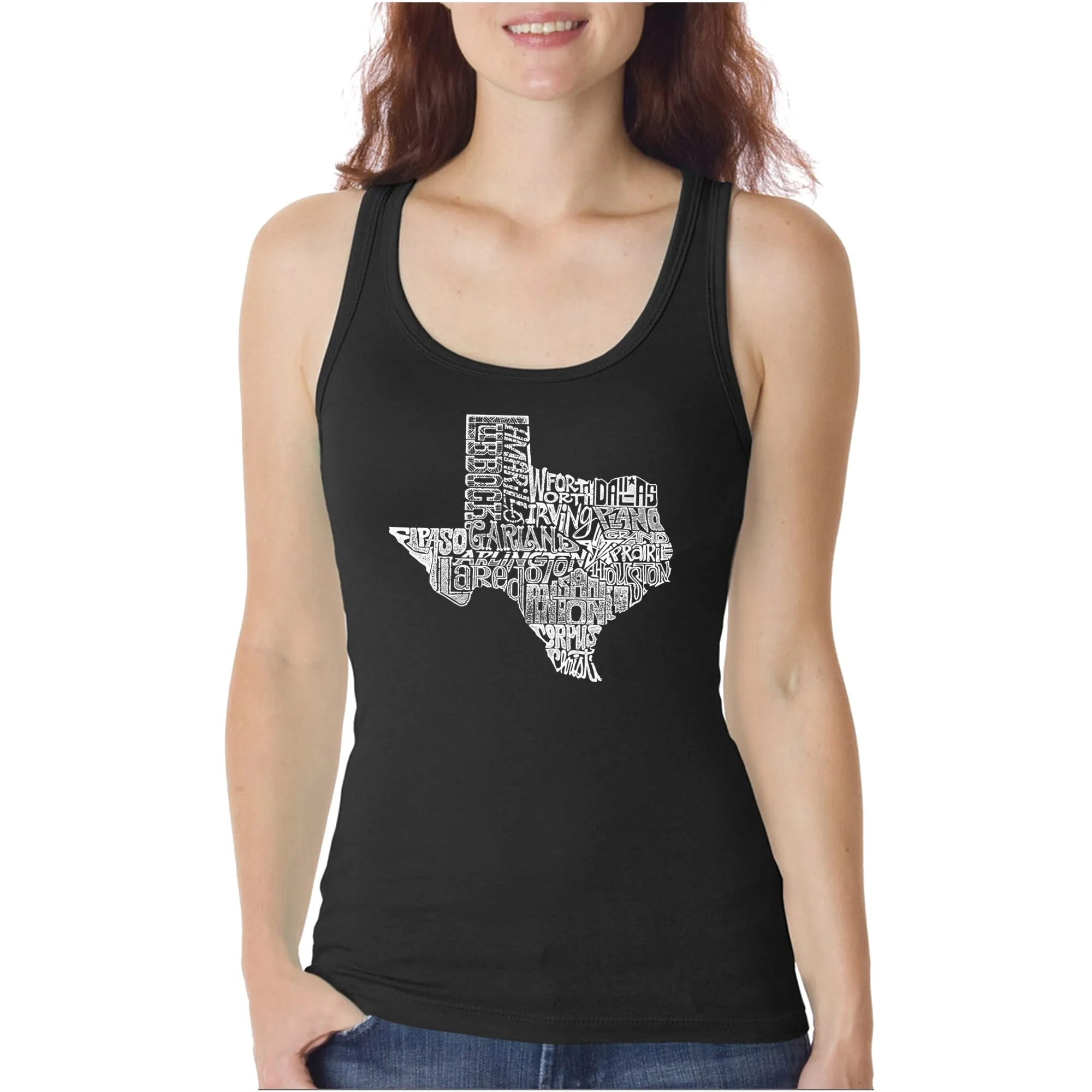 The Great State of Texas - Women's Word Art Tank Top sold by LA Pop Art
