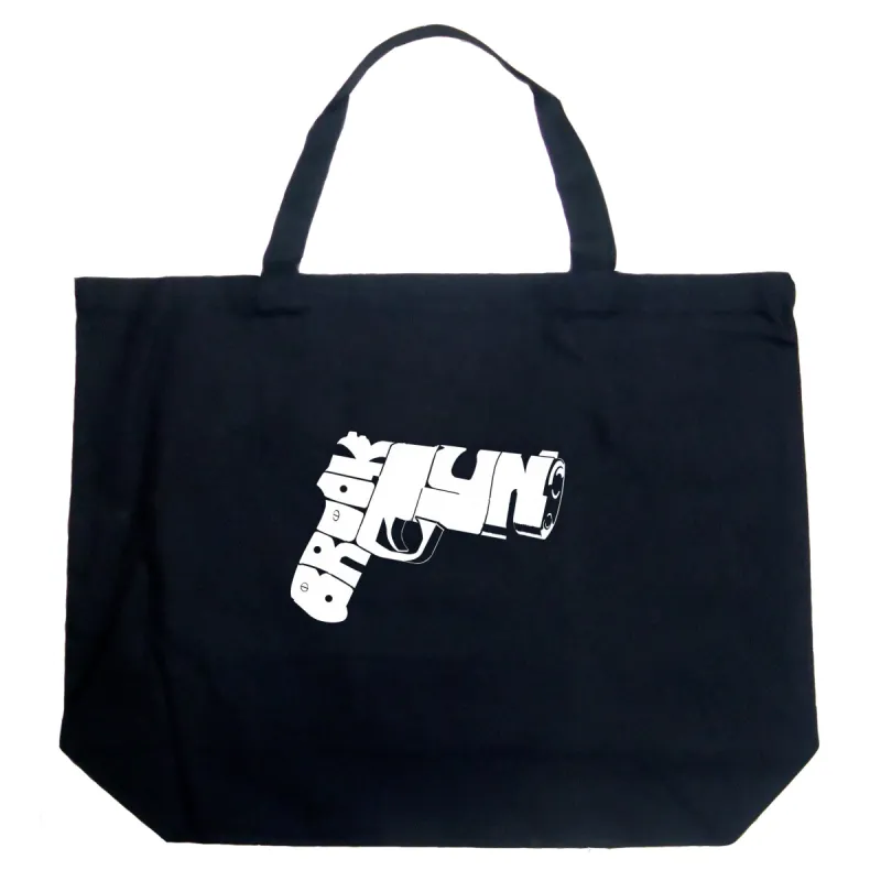 BROOKLYN GUN - Large Word Art Tote Bag sold by LA Pop Art