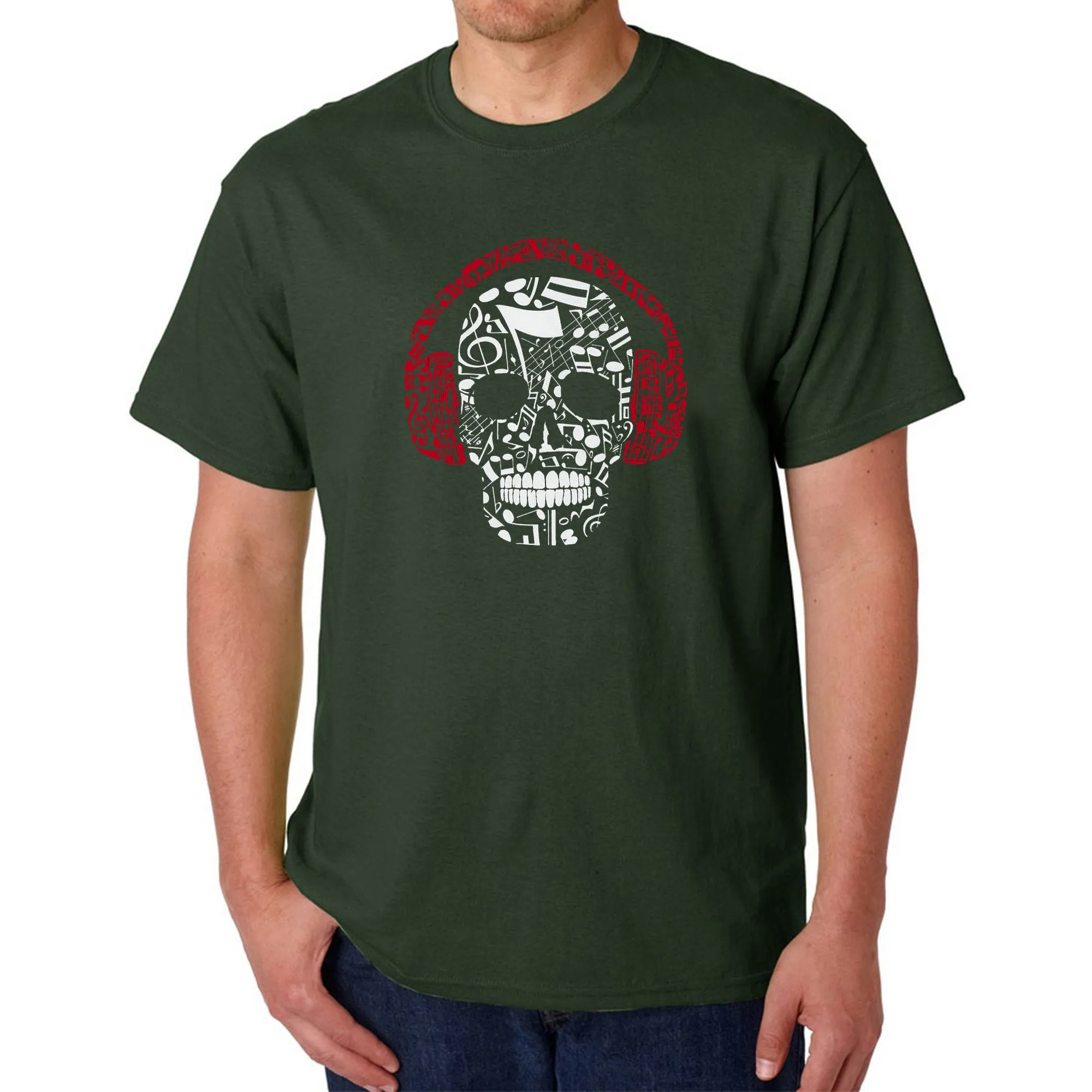 Music Notes Skull - Men's Word Art T-Shirt sold by LA Pop Art product image thumbnail 4