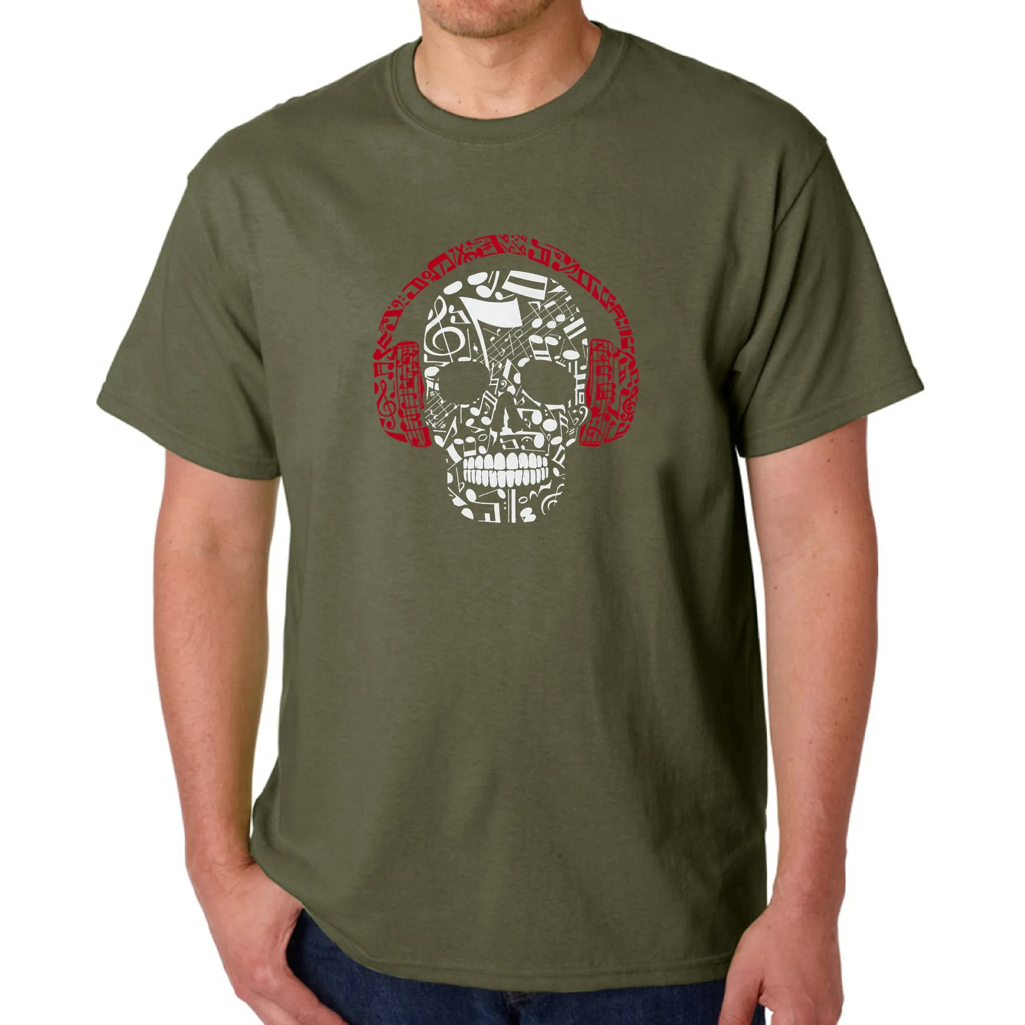 Music Notes Skull - Men's Word Art T-Shirt sold by LA Pop Art product image thumbnail 5