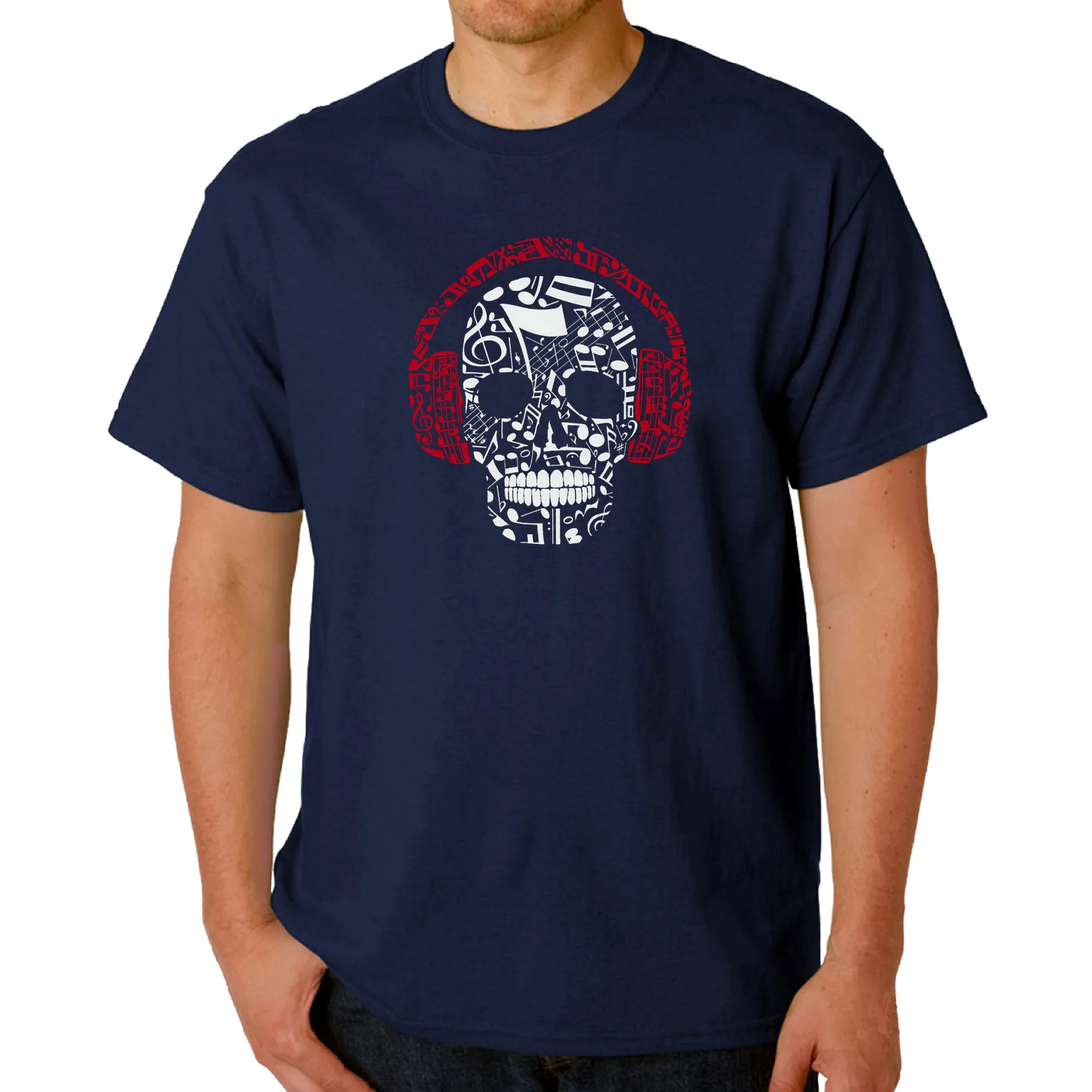 Music Notes Skull - Men's Word Art T-Shirt sold by LA Pop Art product image thumbnail 3