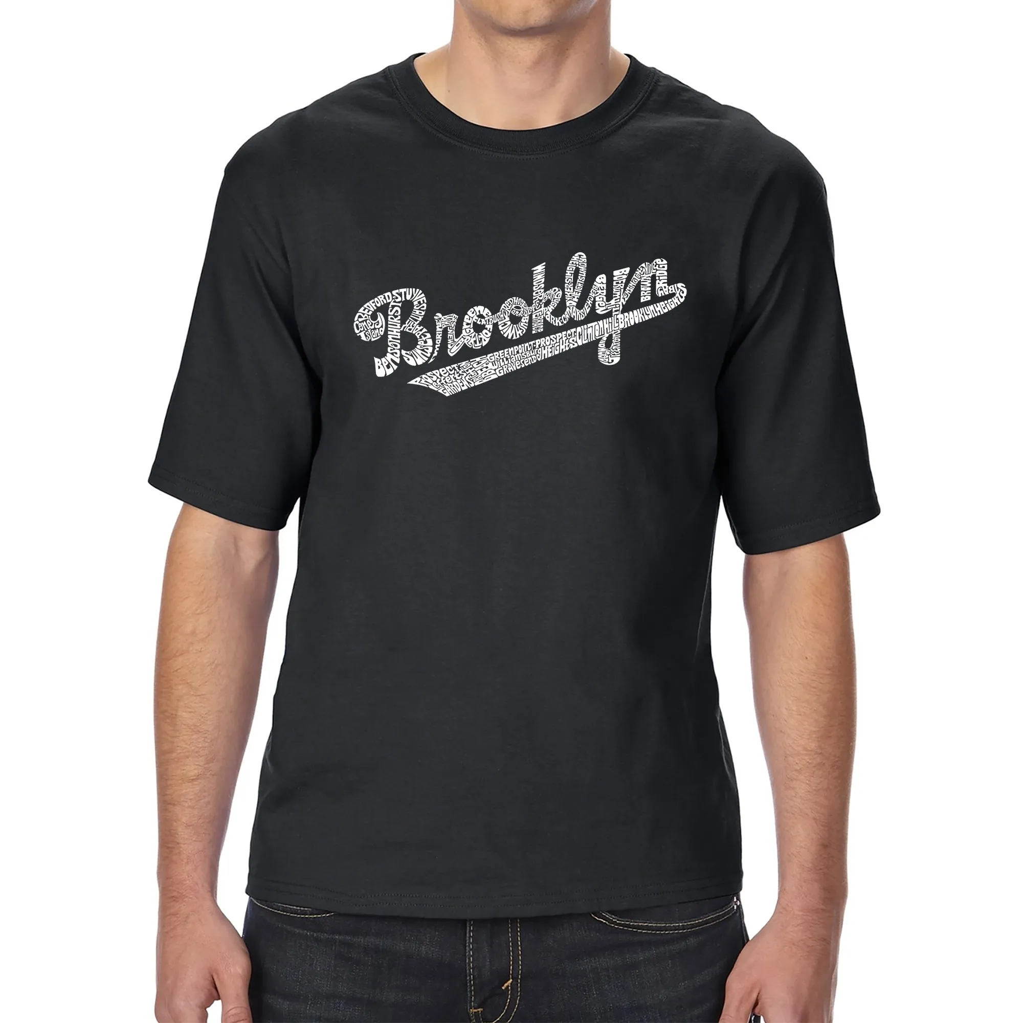 Brooklyn Neighborhoods - Men's Tall and Long Word Art T-Shirt sold by LA Pop Art