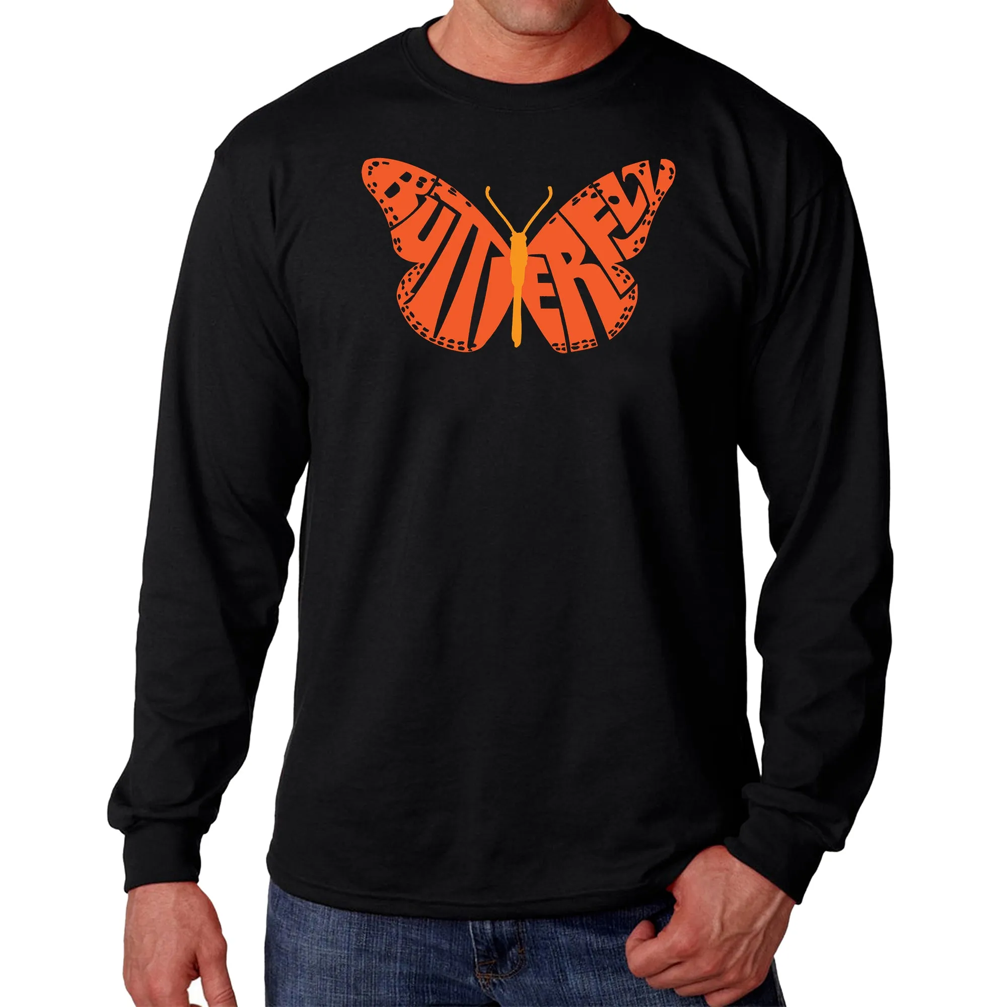 Butterfly - Men's Word Art Long Sleeve T-Shirt sold by LA Pop Art