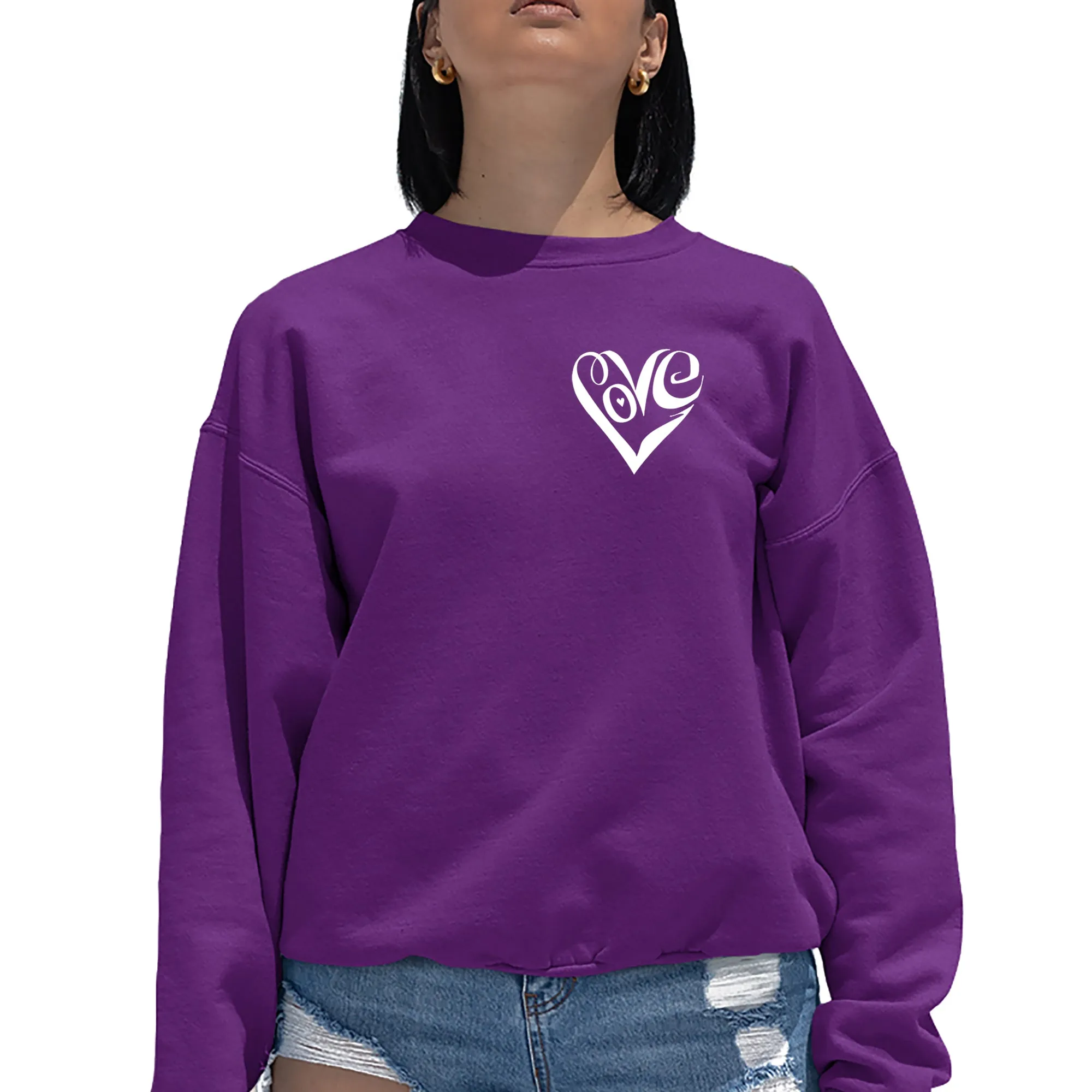 Script Heart - Women's Word Art Crewneck Sweatshirt sold by LA Pop Art product image thumbnail 3