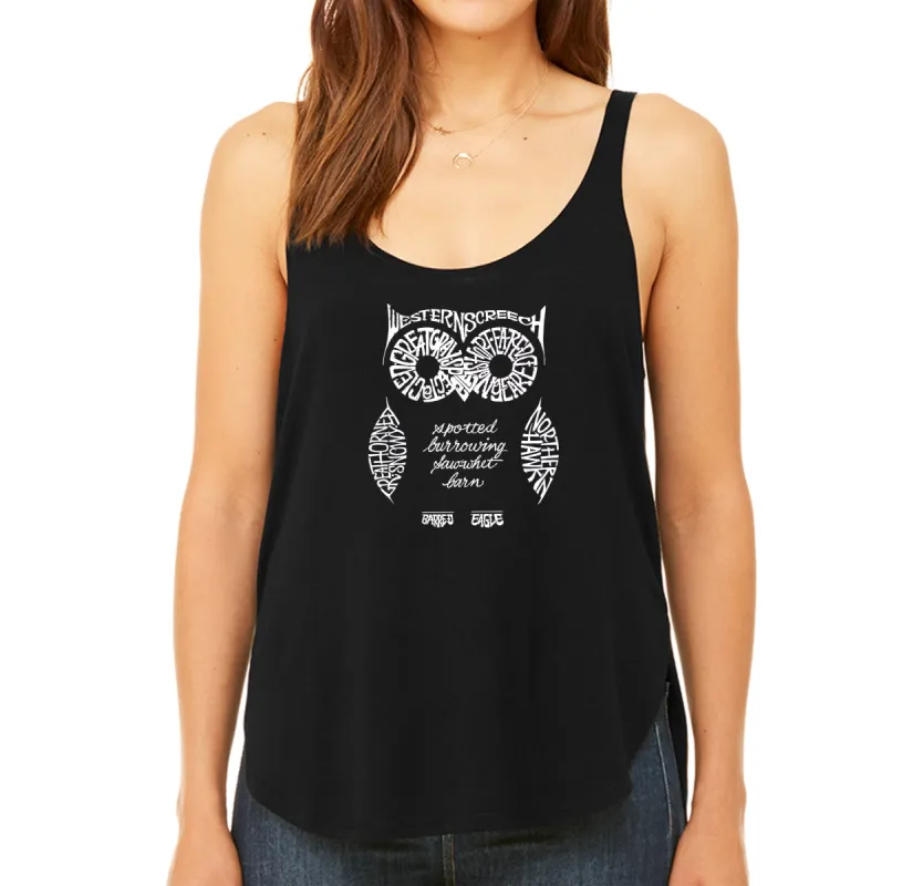 Owl -  Women's Premium Word Art Flowy Tank Top sold by LA Pop Art