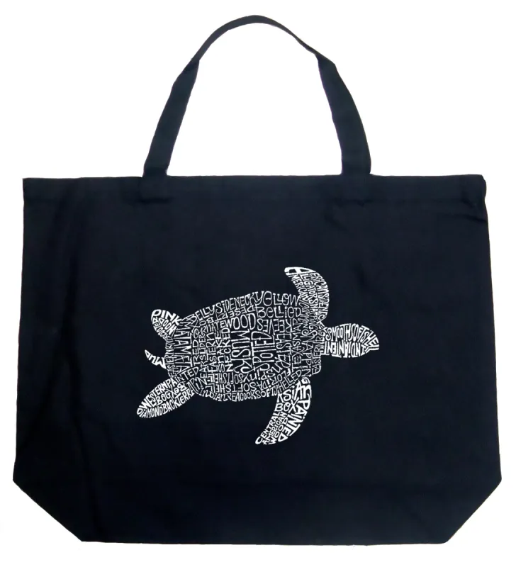 Turtle - Large Word Art Tote Bag sold by LA Pop Art
