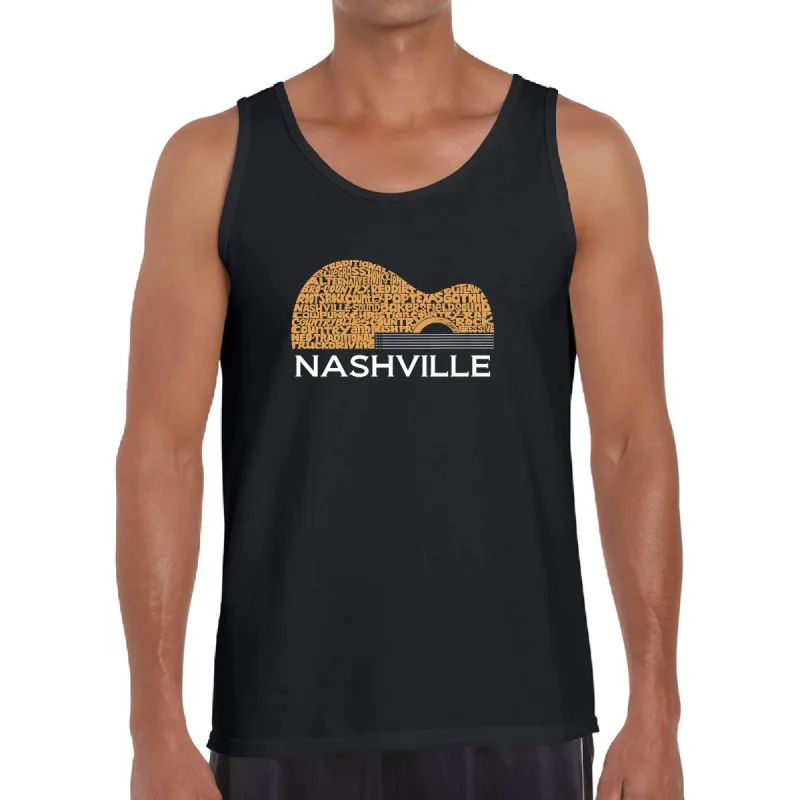 Nashville Guitar - Men's Word Art Tank Top sold by LA Pop Art