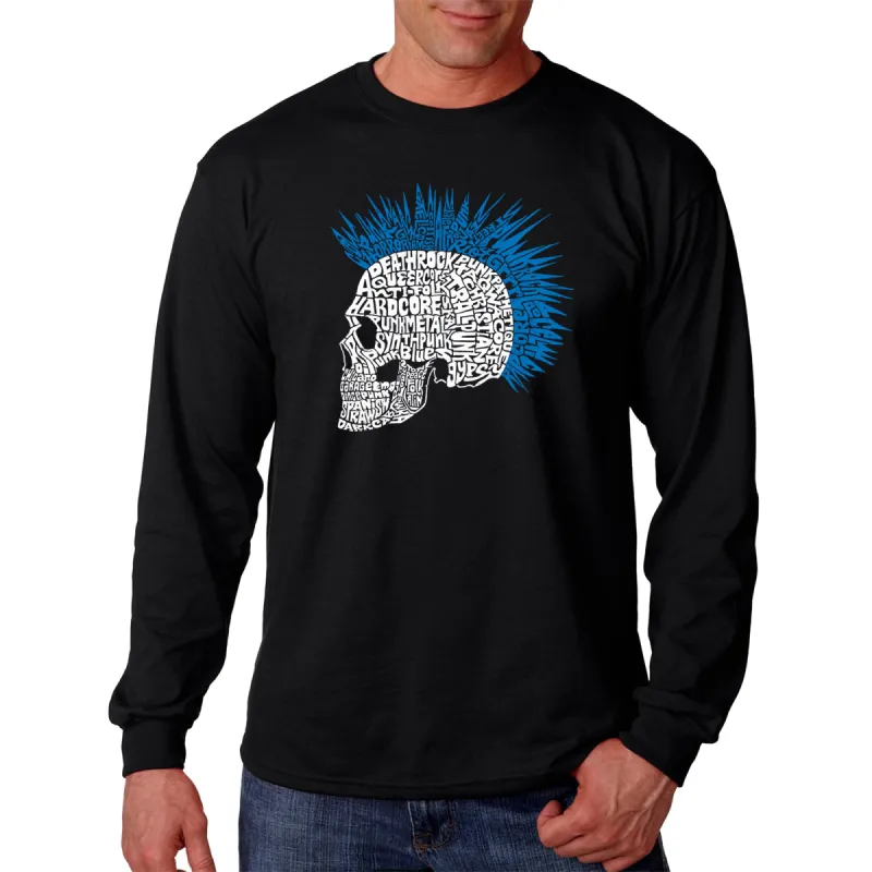 Punk Mohawk - Men's Word Art Long Sleeve T-Shirt sold by LA Pop Art