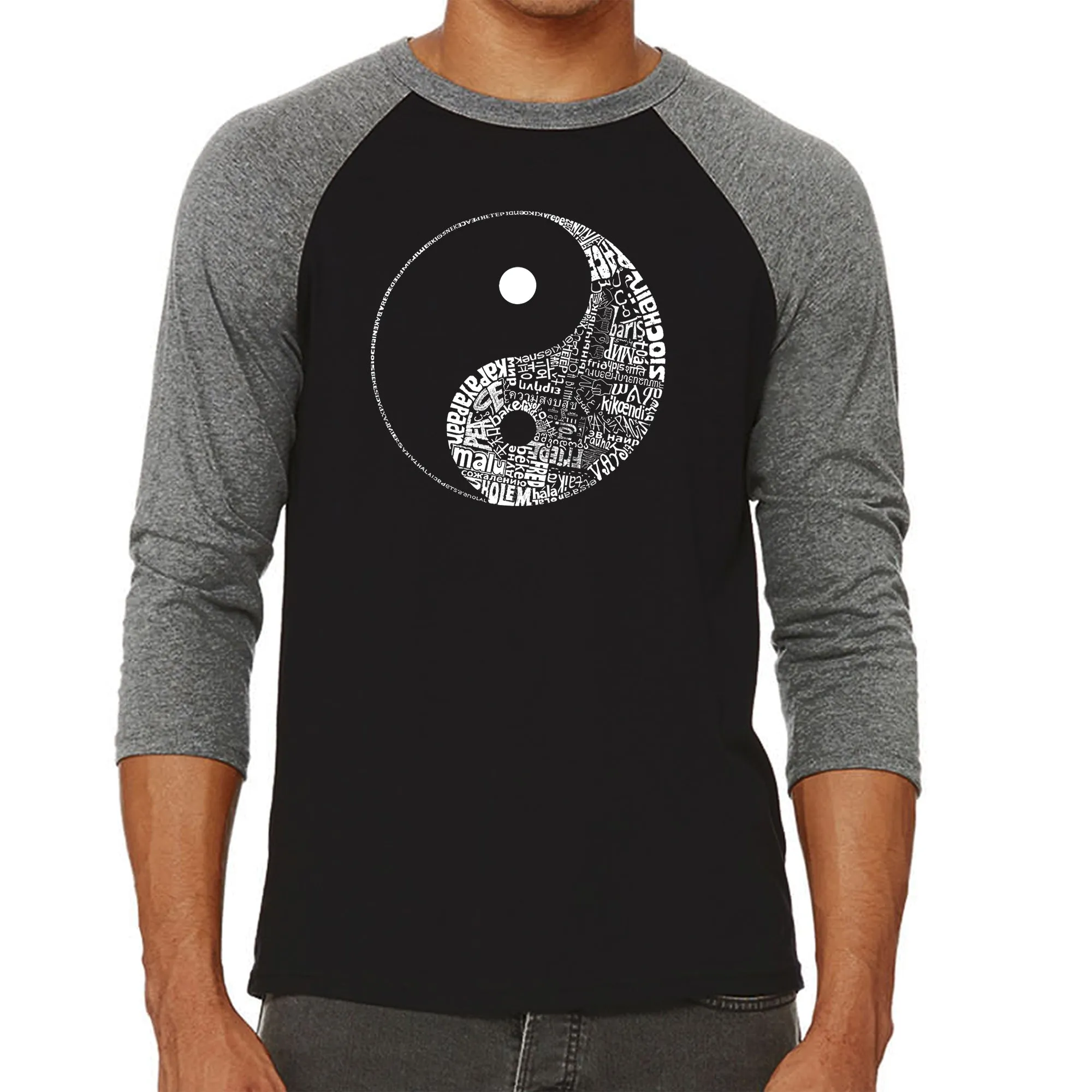 YIN YANG - Men's Raglan Baseball Word Art T-Shirt sold by LA Pop Art product image thumbnail 4