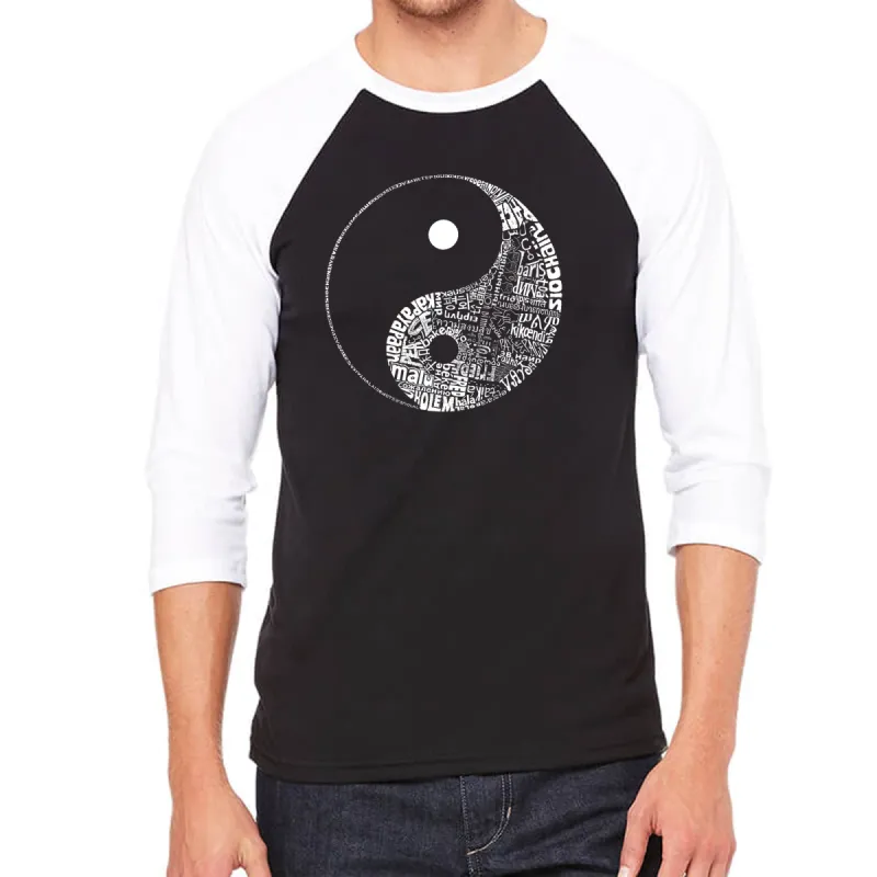 YIN YANG - Men's Raglan Baseball Word Art T-Shirt sold by LA Pop Art