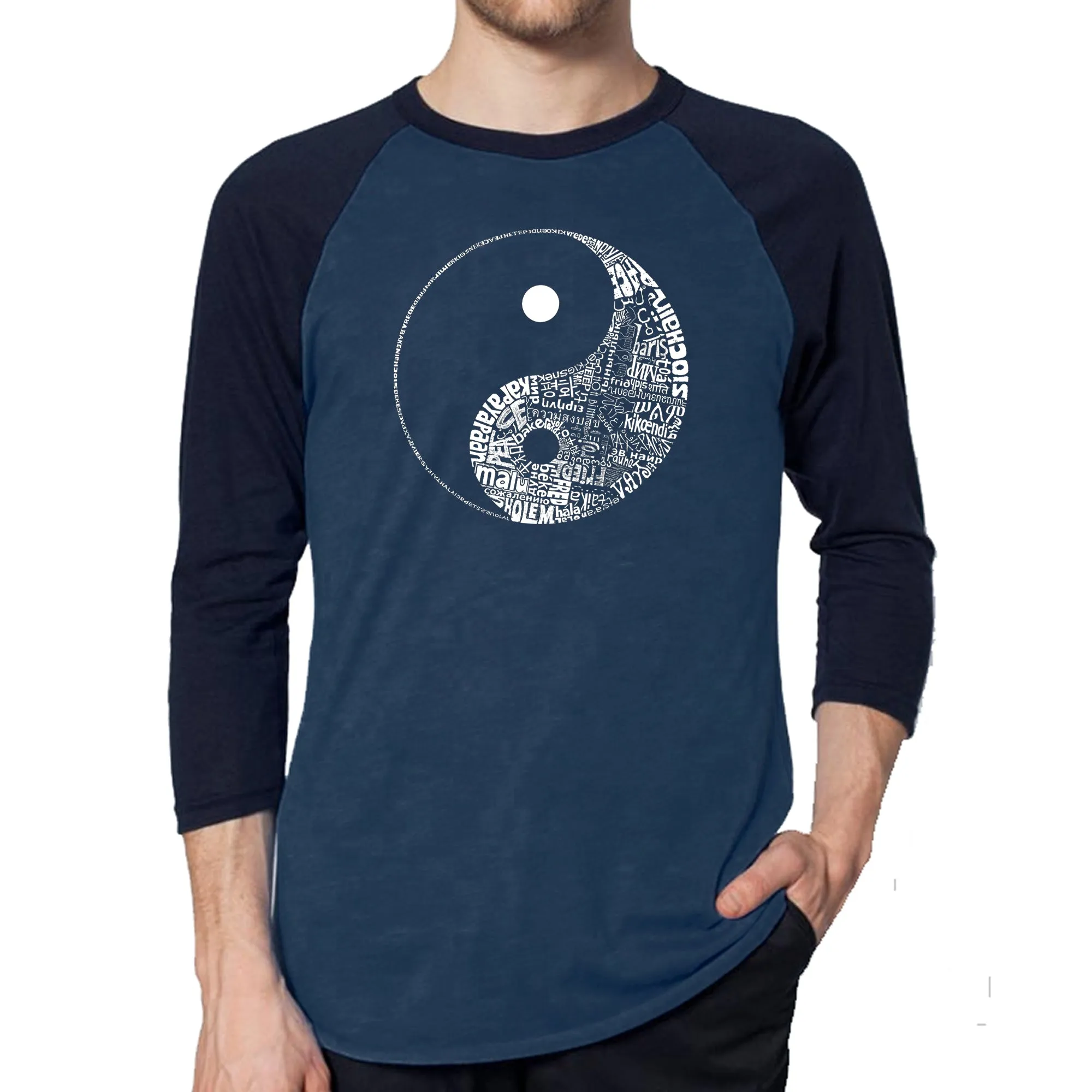 YIN YANG - Men's Raglan Baseball Word Art T-Shirt sold by LA Pop Art product image thumbnail 3