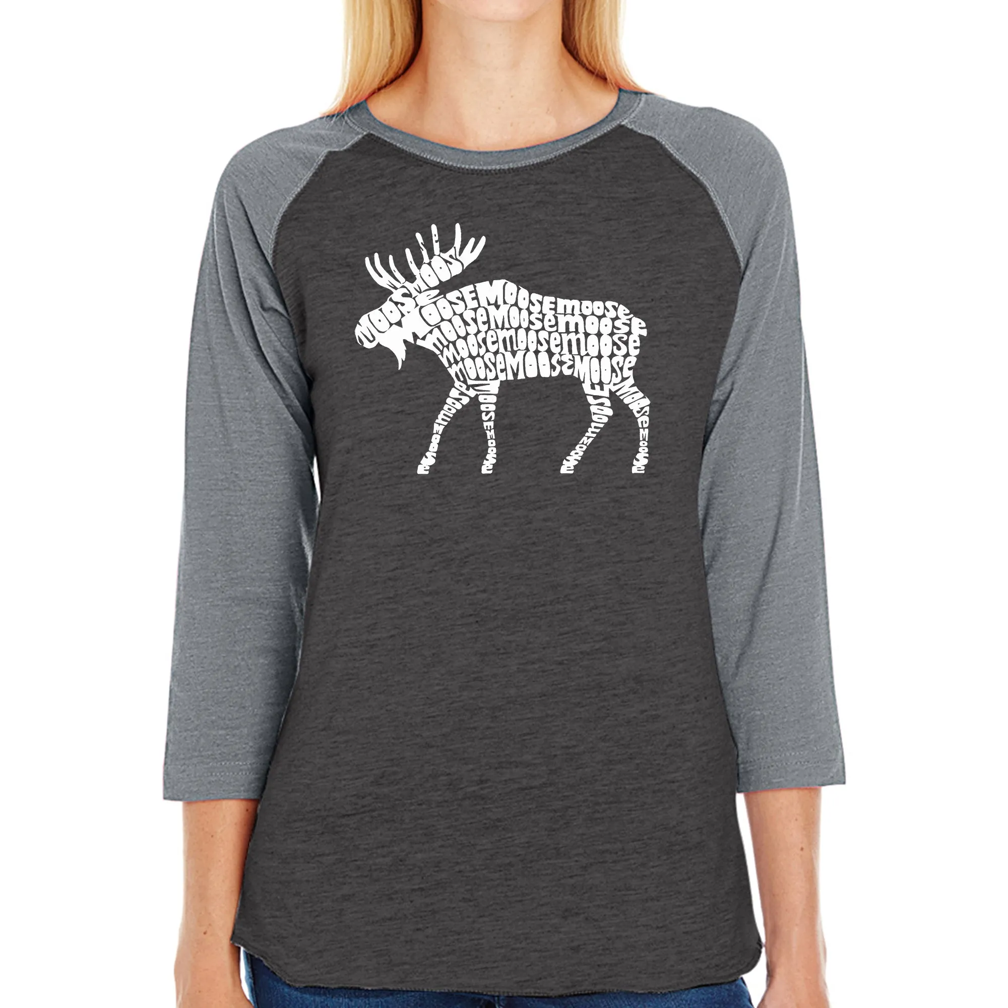 Moose - Women's Raglan Word Art T-Shirt sold by LA Pop Art product image thumbnail 4