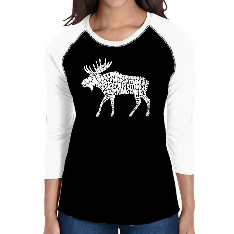 Moose  - Women's Raglan Word Art T-Shirt sold by LA Pop Art