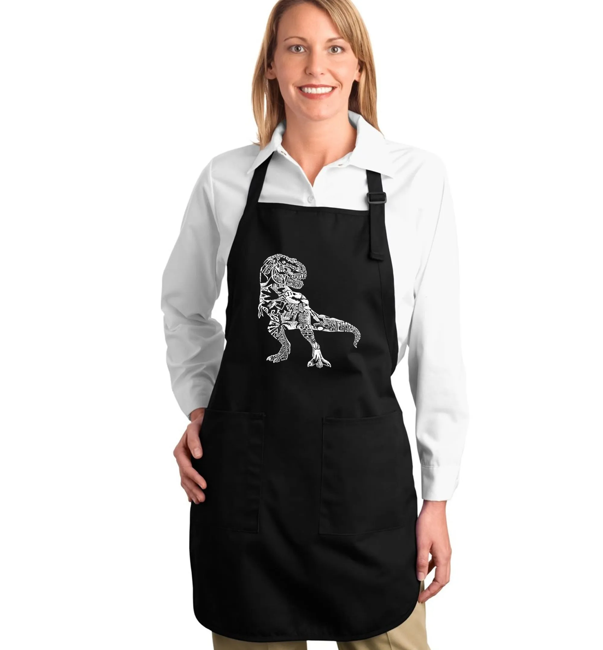 Dino Pics - Full Length Word Art Apron sold by LA Pop Art