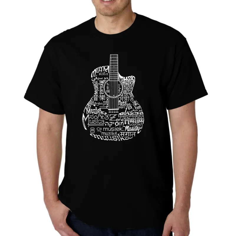 Languages Guitar - Men's Word Art T-Shirt sold by LA Pop Art