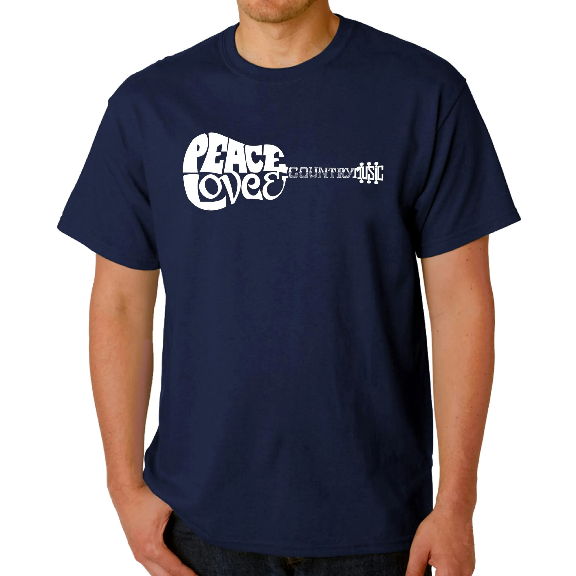Peace Love Country - Men's Word Art T-Shirt sold by LA Pop Art product image thumbnail 3