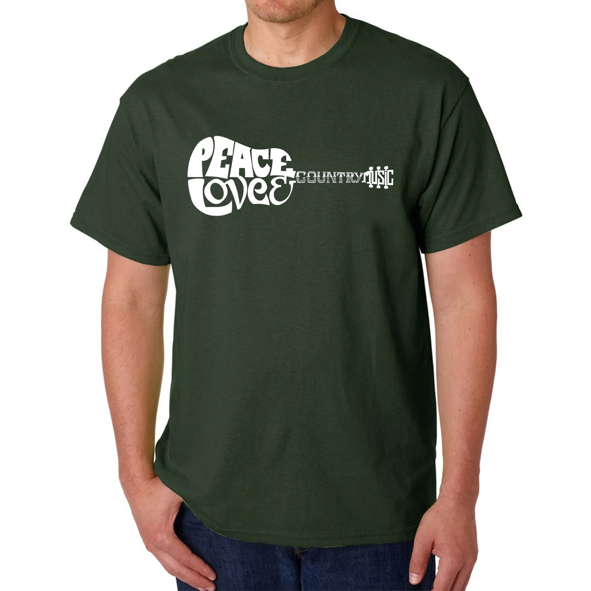 Peace Love Country - Men's Word Art T-Shirt sold by LA Pop Art product image thumbnail 4