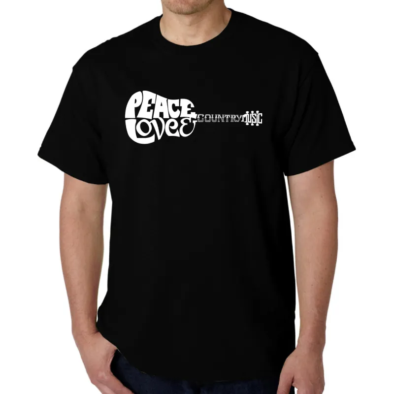 Peace Love Country - Men's Word Art T-Shirt sold by LA Pop Art