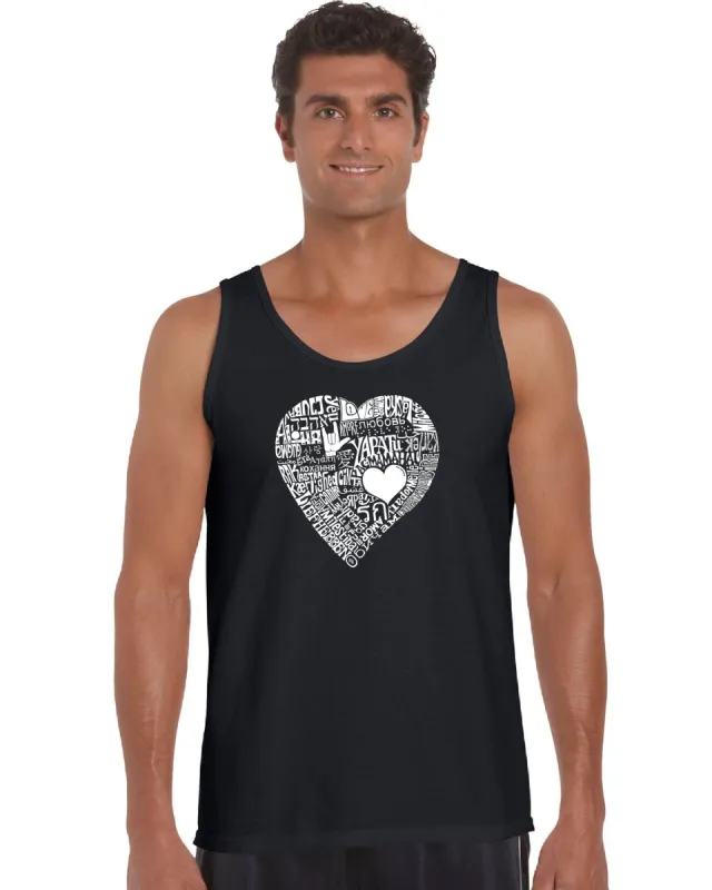 LOVE IN 44 DIFFERENT LANGUAGES - Men's Word Art Tank Top sold by LA Pop Art