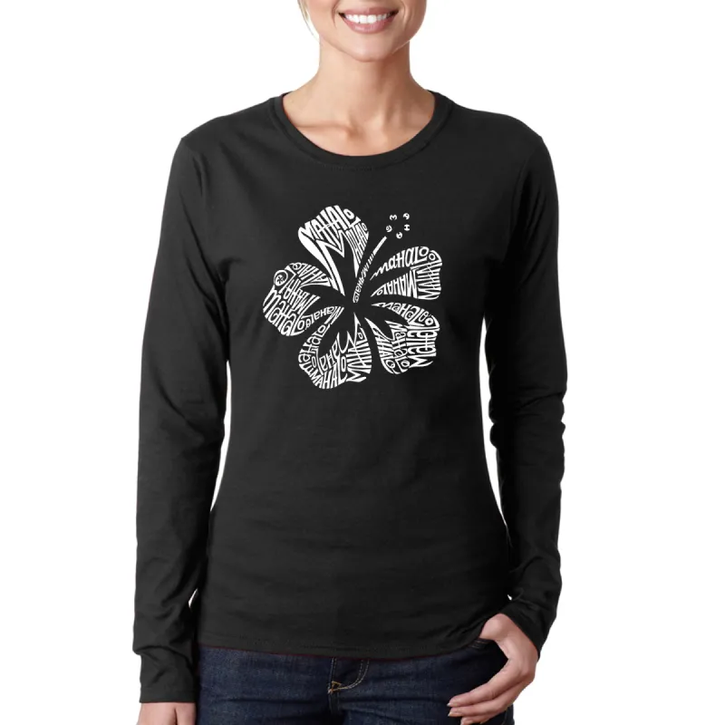 Mahalo - Women's Word Art Long Sleeve T-Shirt sold by LA Pop Art