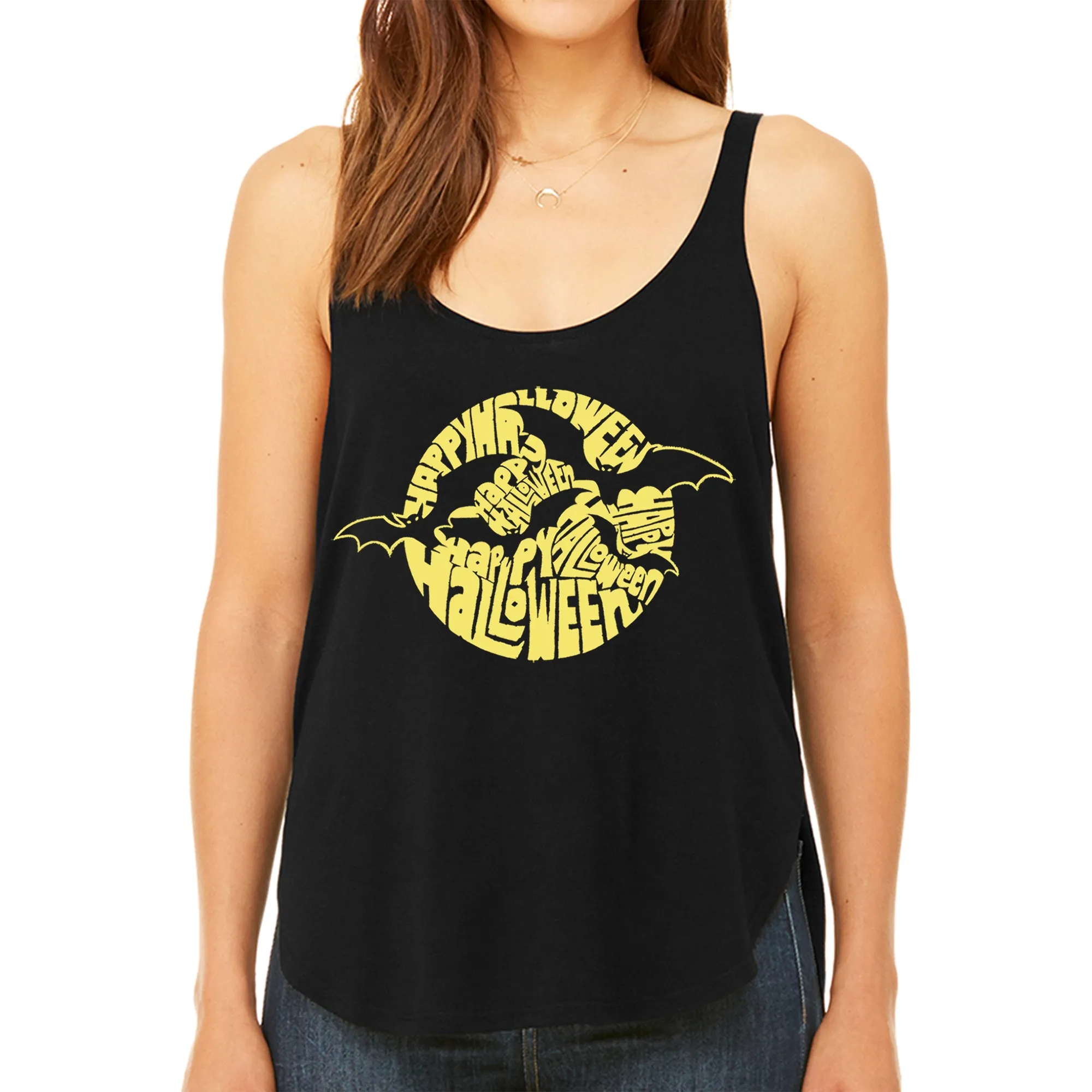 Halloween Bats - Women's Premium Word Art Flowy Tank Top sold by LA Pop Art