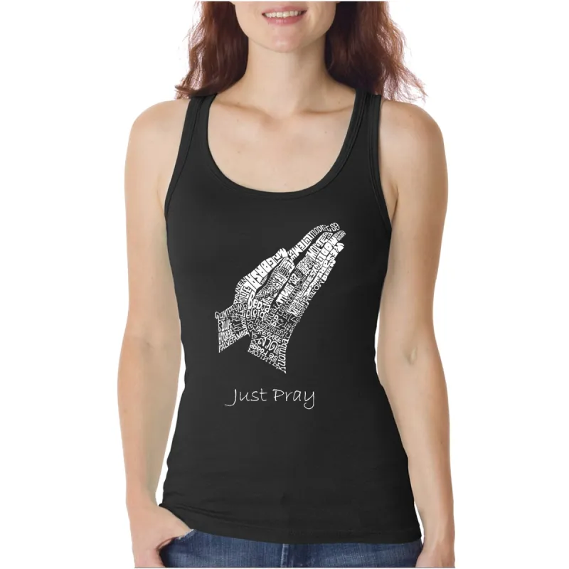 Prayer Hands - Women's Word Art Tank Top sold by LA Pop Art