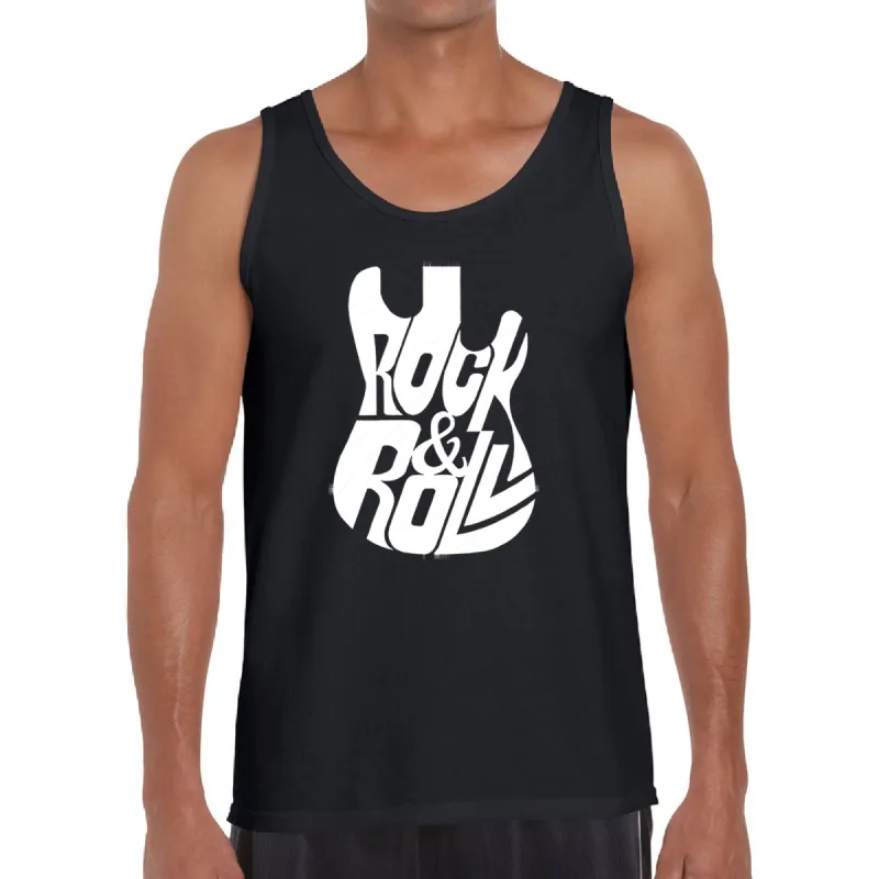Rock And Roll Guitar - Men's Word Art Tank Top sold by LA Pop Art
