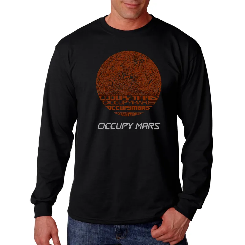 Occupy Mars - Men's Word Art Long Sleeve T-Shirt sold by LA Pop Art