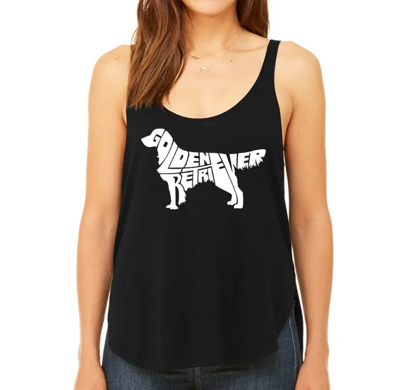 Golden Retreiver - Women's Premium Word Art Flowy Tank Top sold by LA Pop Art