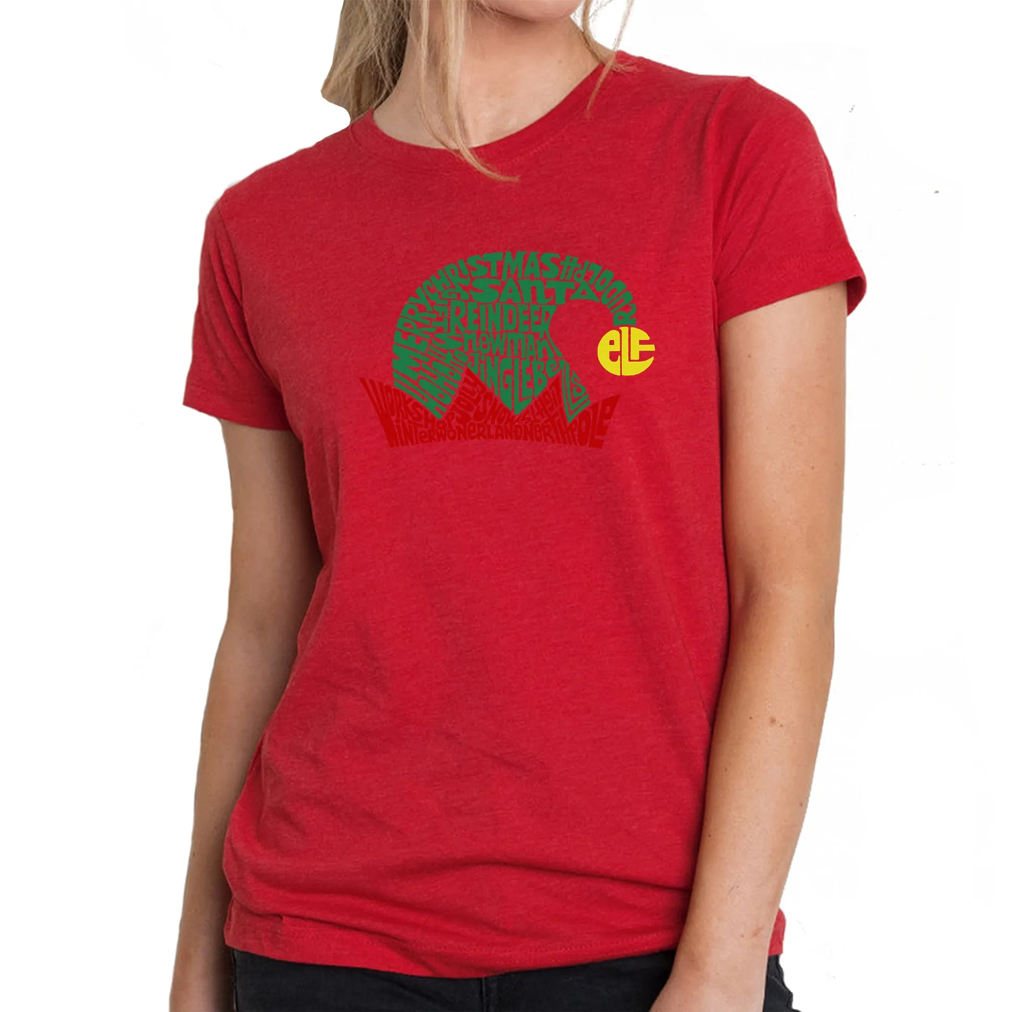 Christmas Elf Hat - Women's Premium Blend Word Art T-Shirt sold by LA Pop Art product image thumbnail 5