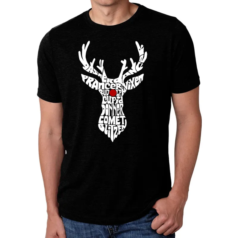 Santa's Reindeer  - Men's Premium Blend Word Art T-Shirt sold by LA Pop Art