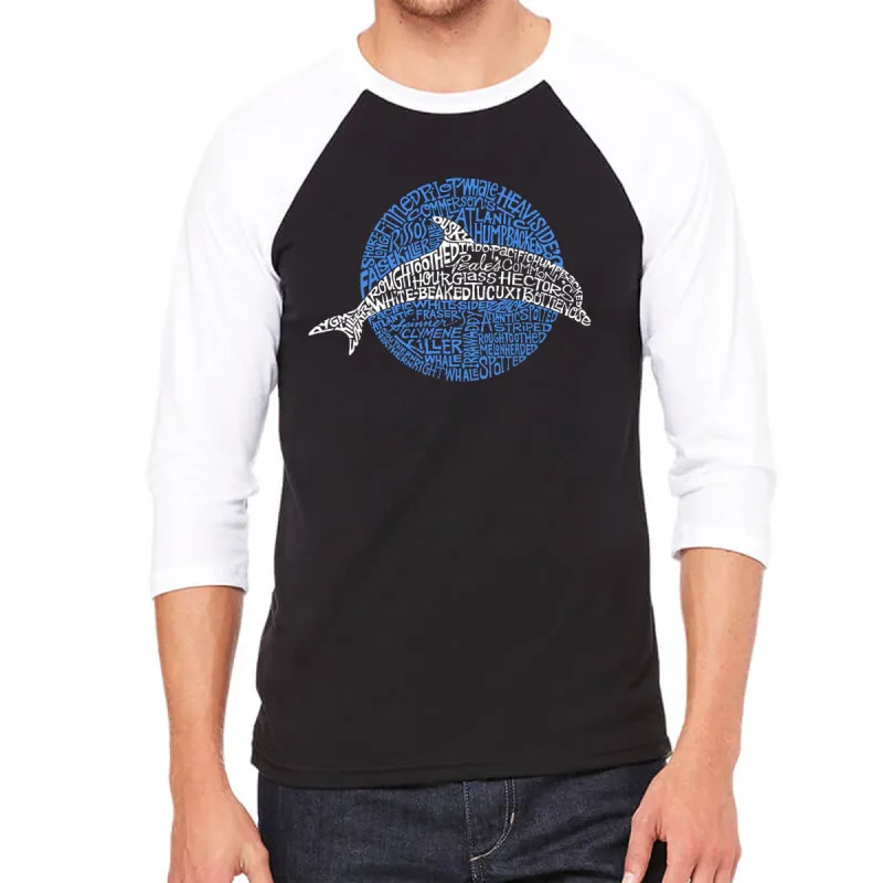 Species of Dolphin - Men's Raglan Baseball Word Art T-Shirt sold by LA Pop Art