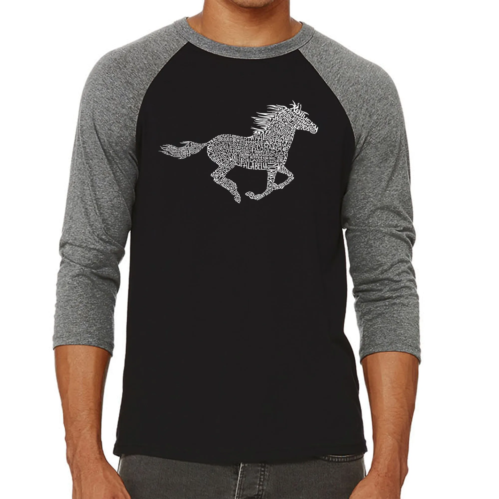 Horse Breeds - Men's Raglan Baseball Word Art T-Shirt sold by LA Pop Art product image thumbnail 4