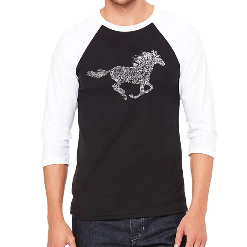 Horse Breeds - Men's Raglan Baseball Word Art T-Shirt sold by LA Pop Art