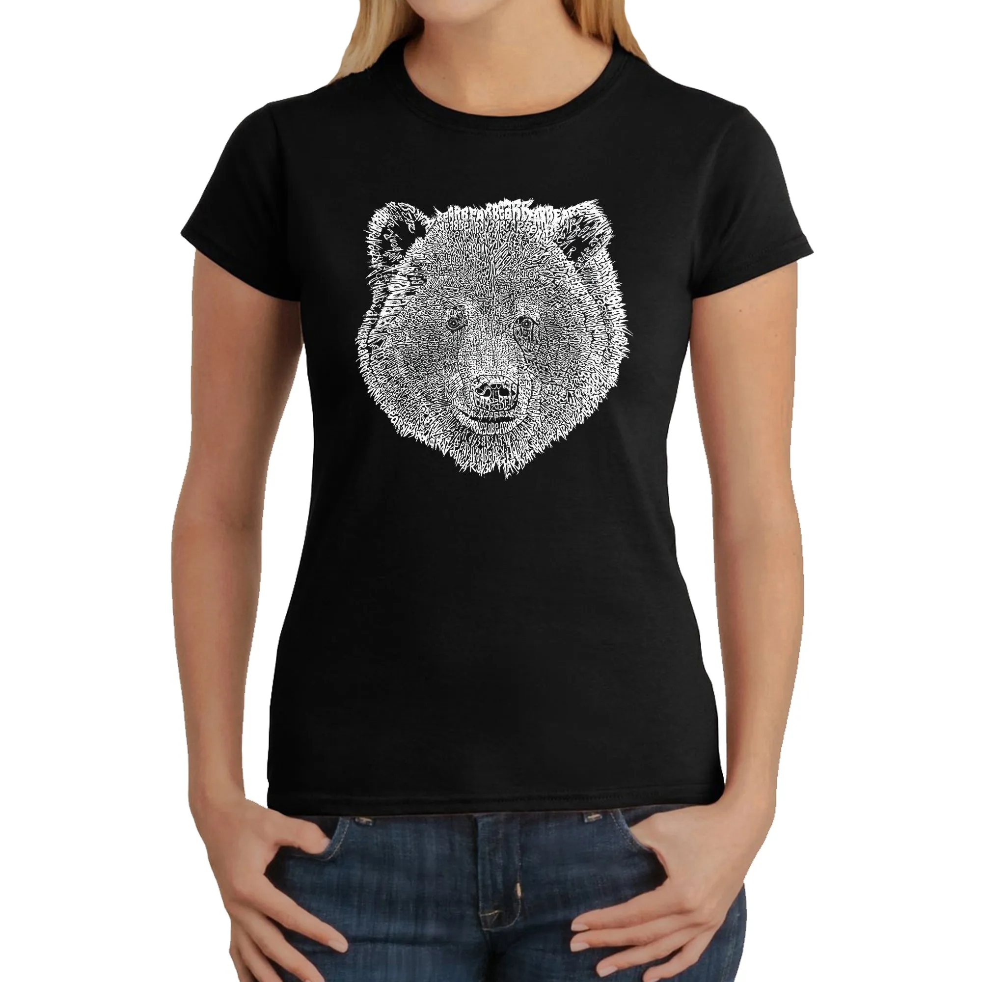 Bear Face  - Women's Word Art T-Shirt sold by LA Pop Art