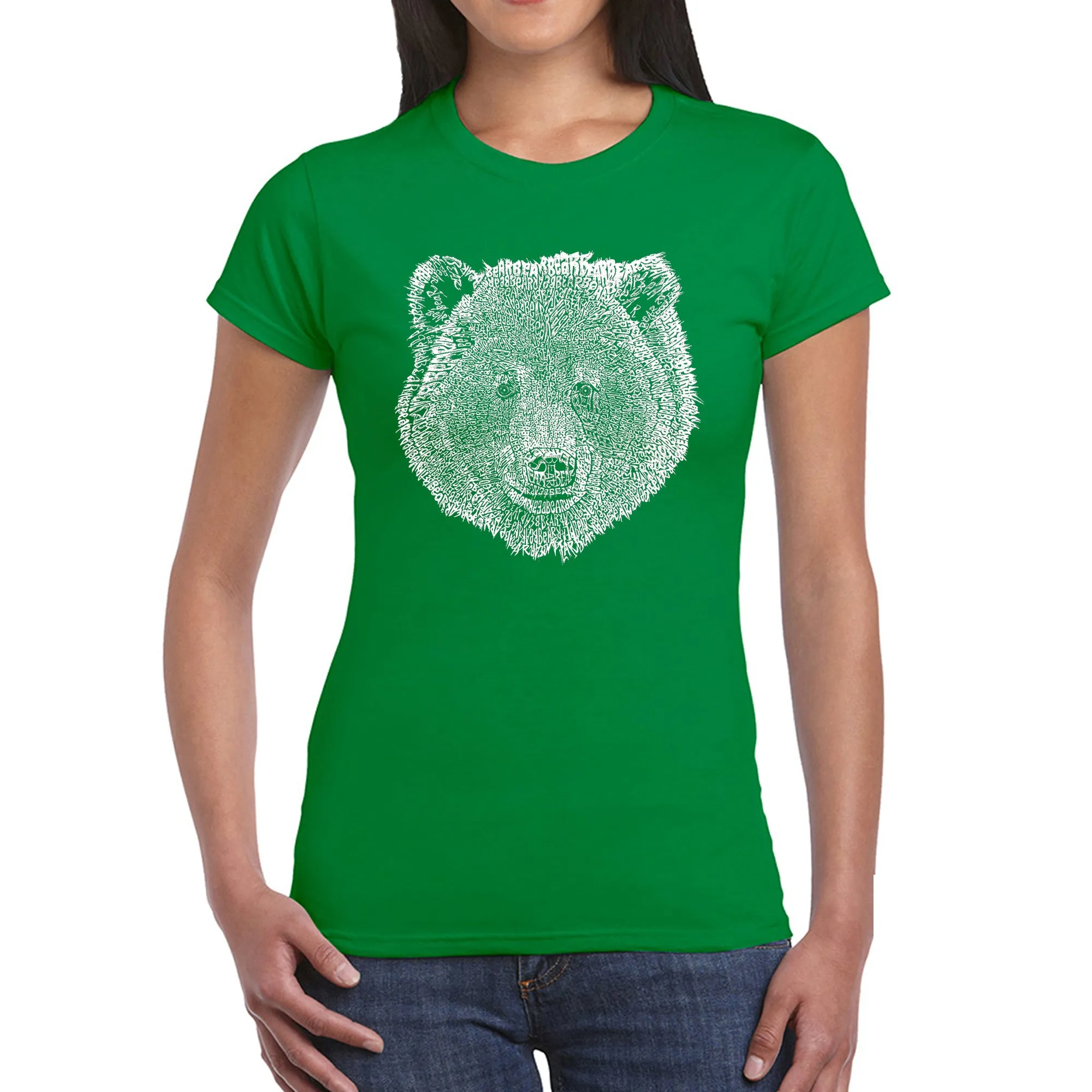 Bear Face  - Women's Word Art T-Shirt sold by LA Pop Art product image thumbnail 5