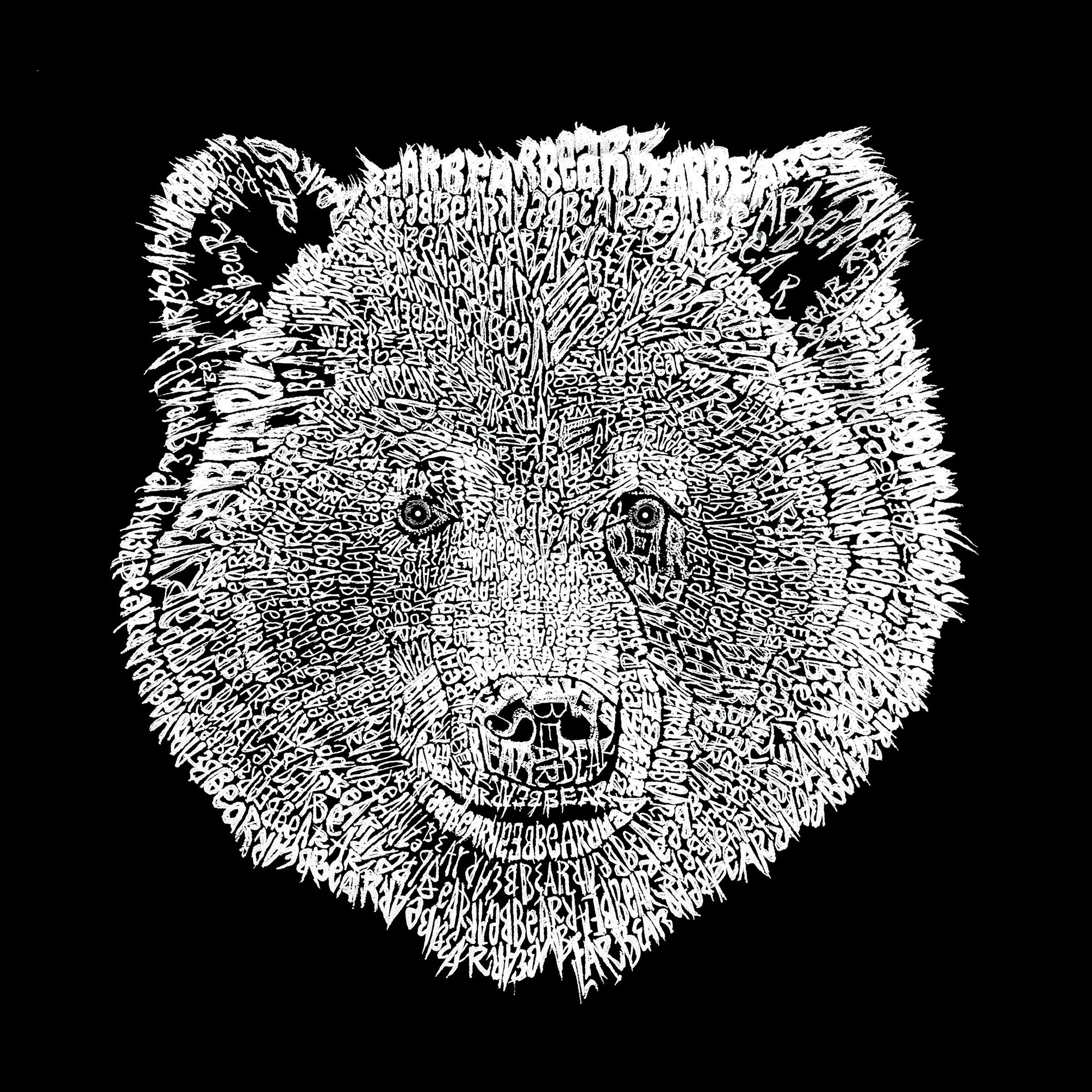 Bear Face  - Women's Word Art T-Shirt sold by LA Pop Art product image thumbnail 2