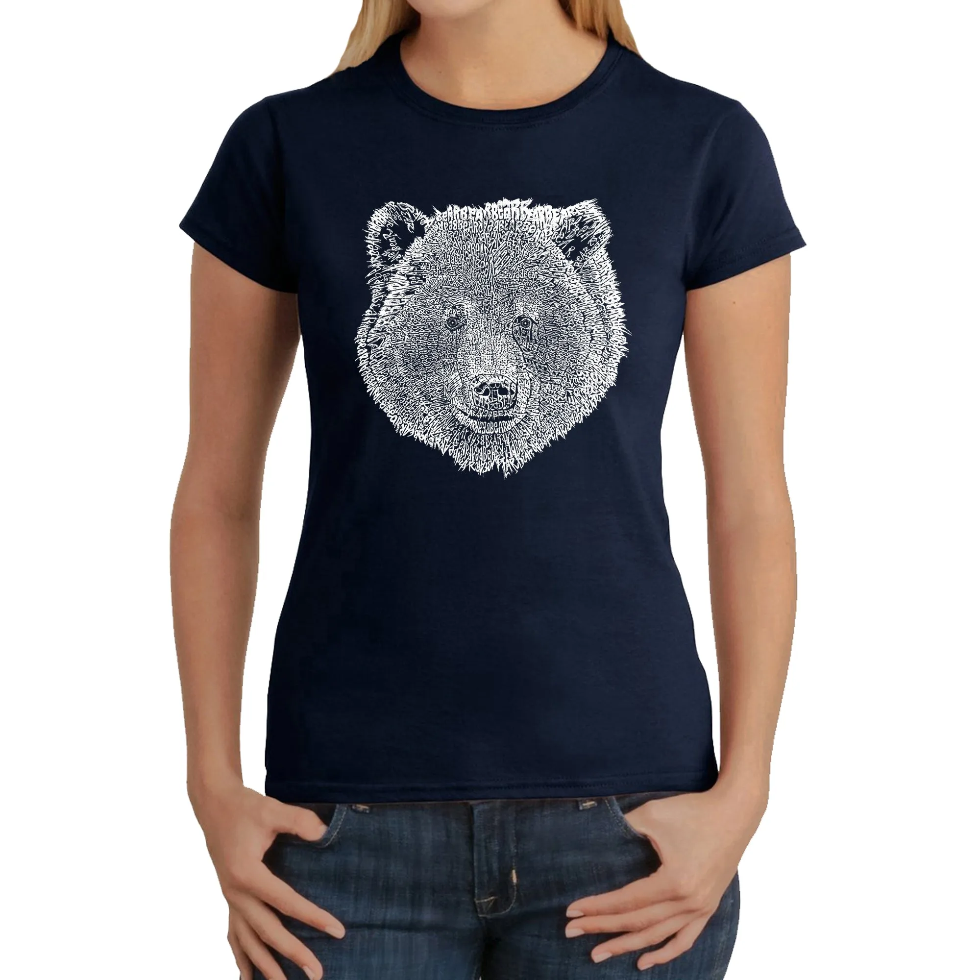 Bear Face  - Women's Word Art T-Shirt sold by LA Pop Art product image thumbnail 3