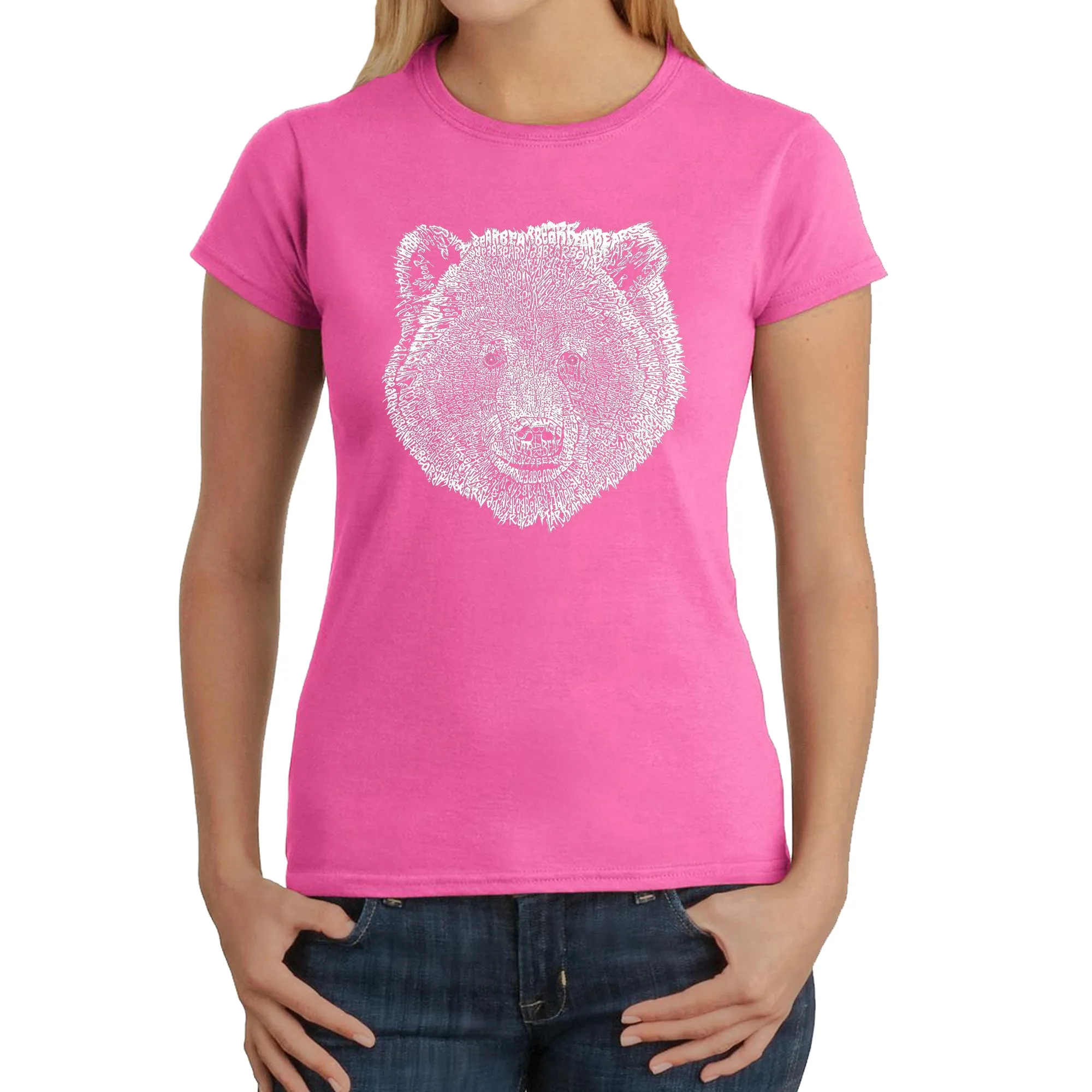 Bear Face  - Women's Word Art T-Shirt sold by LA Pop Art product image thumbnail 4