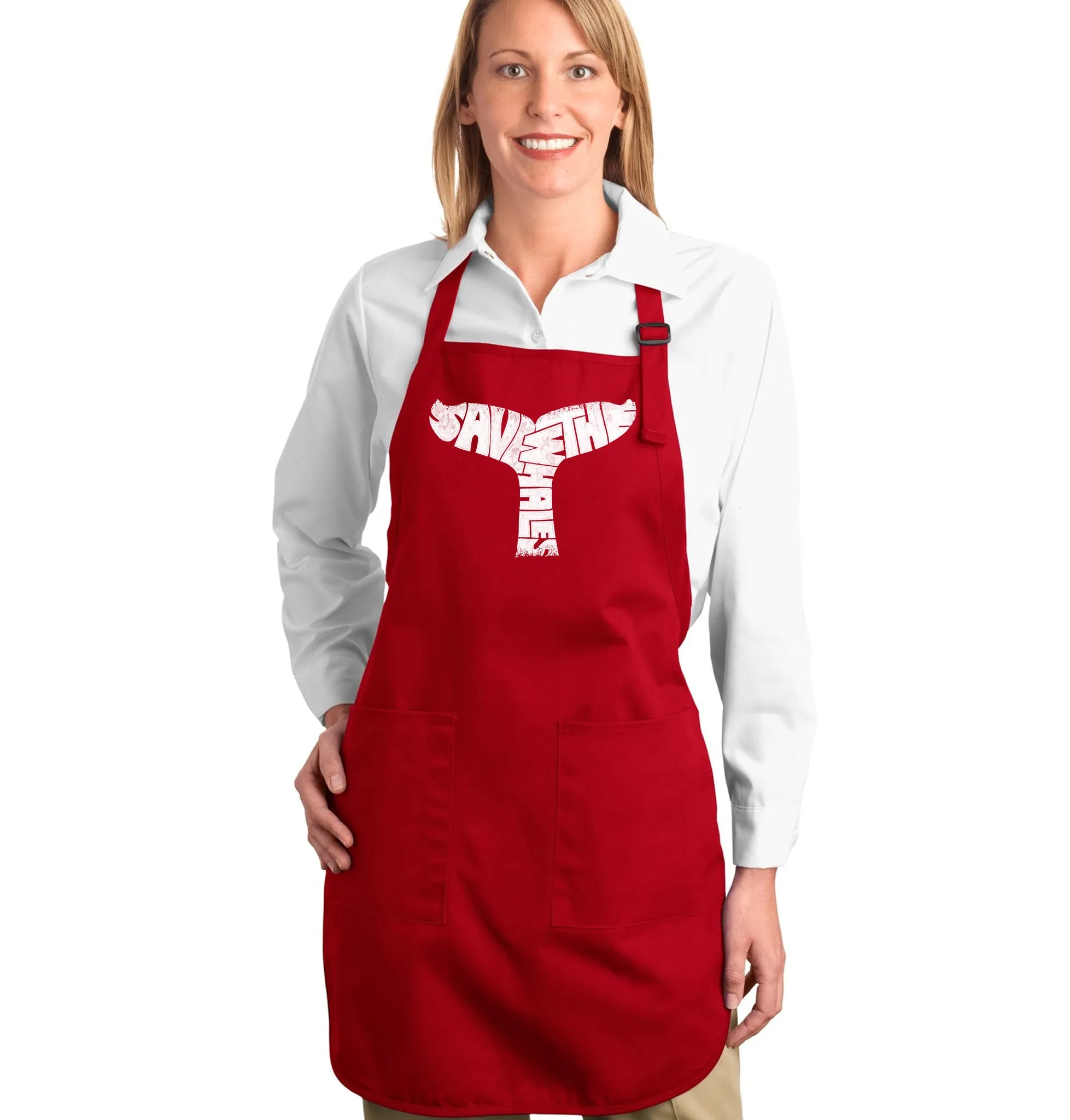 SAVE THE WHALES - Full Length Word Art Apron sold by LA Pop Art product image thumbnail 3