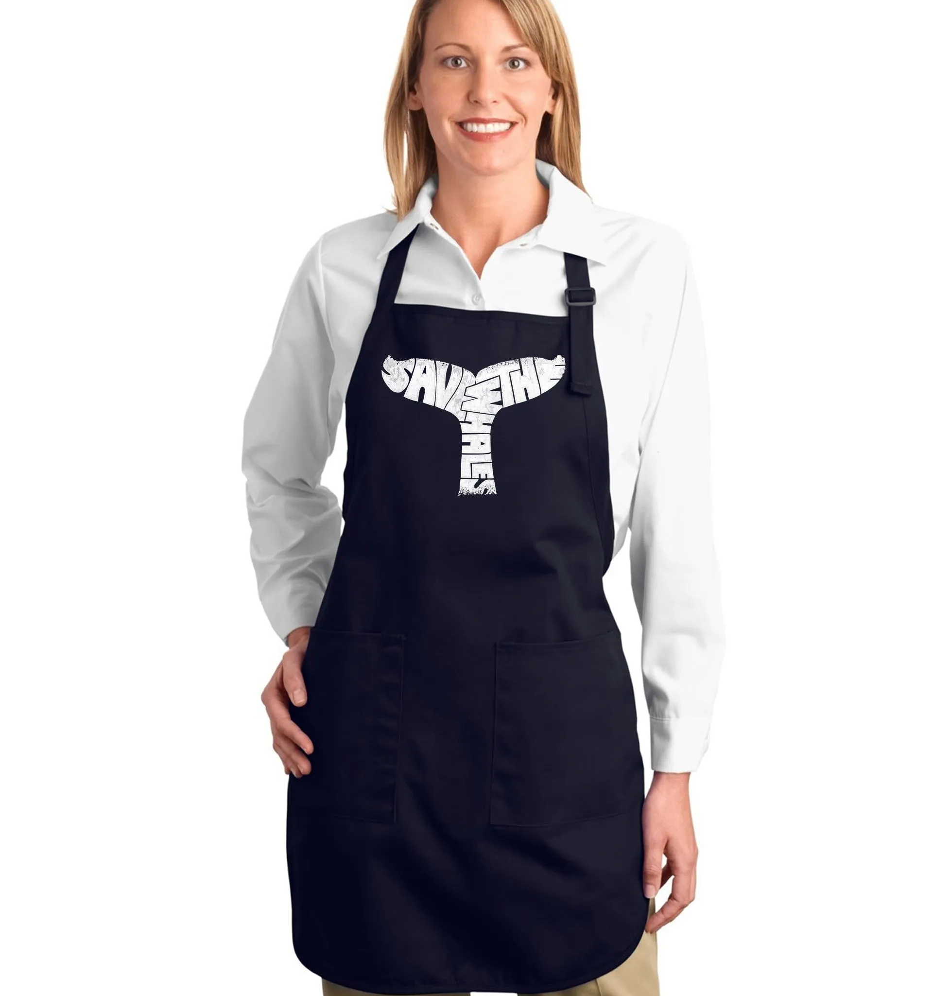 SAVE THE WHALES - Full Length Word Art Apron sold by LA Pop Art product image thumbnail 4