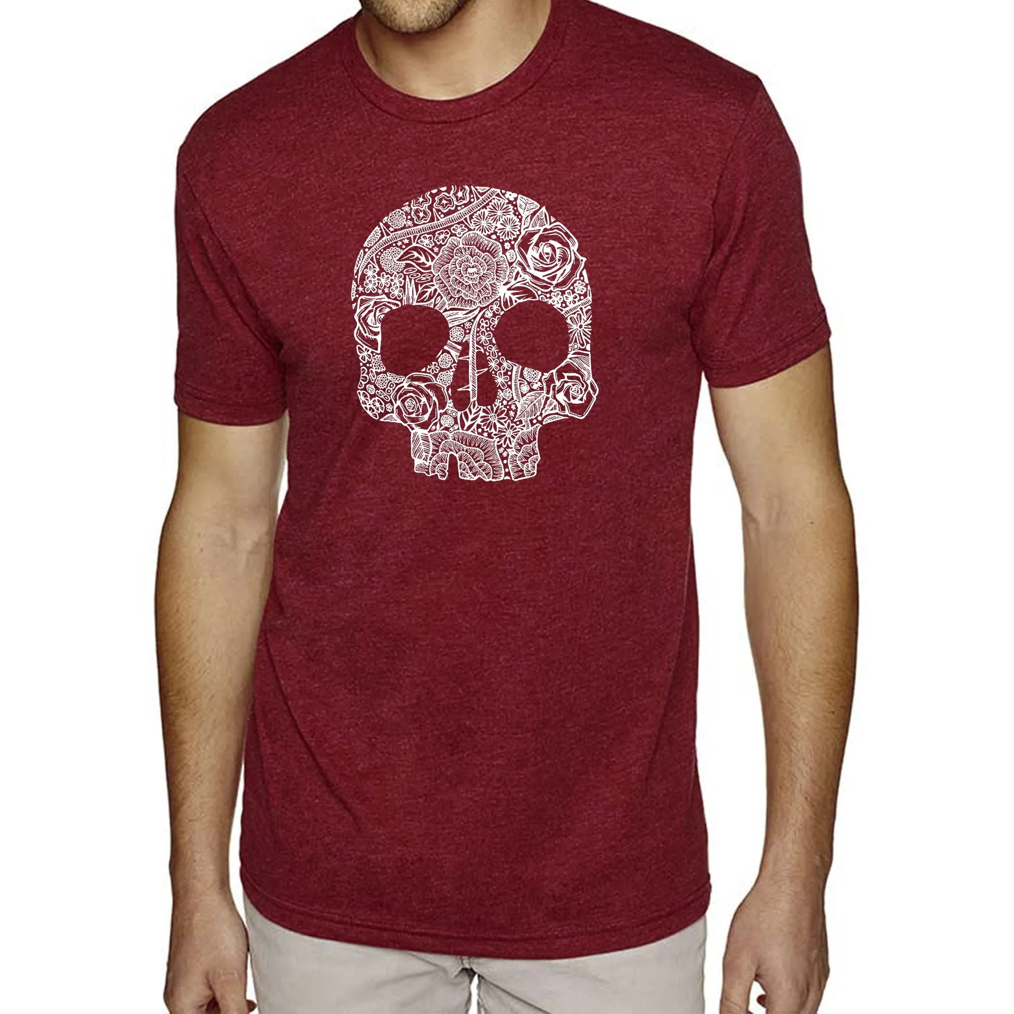 Flower Skull - Men's Premium Blend Word Art T-Shirt sold by LA Pop Art product image thumbnail 5