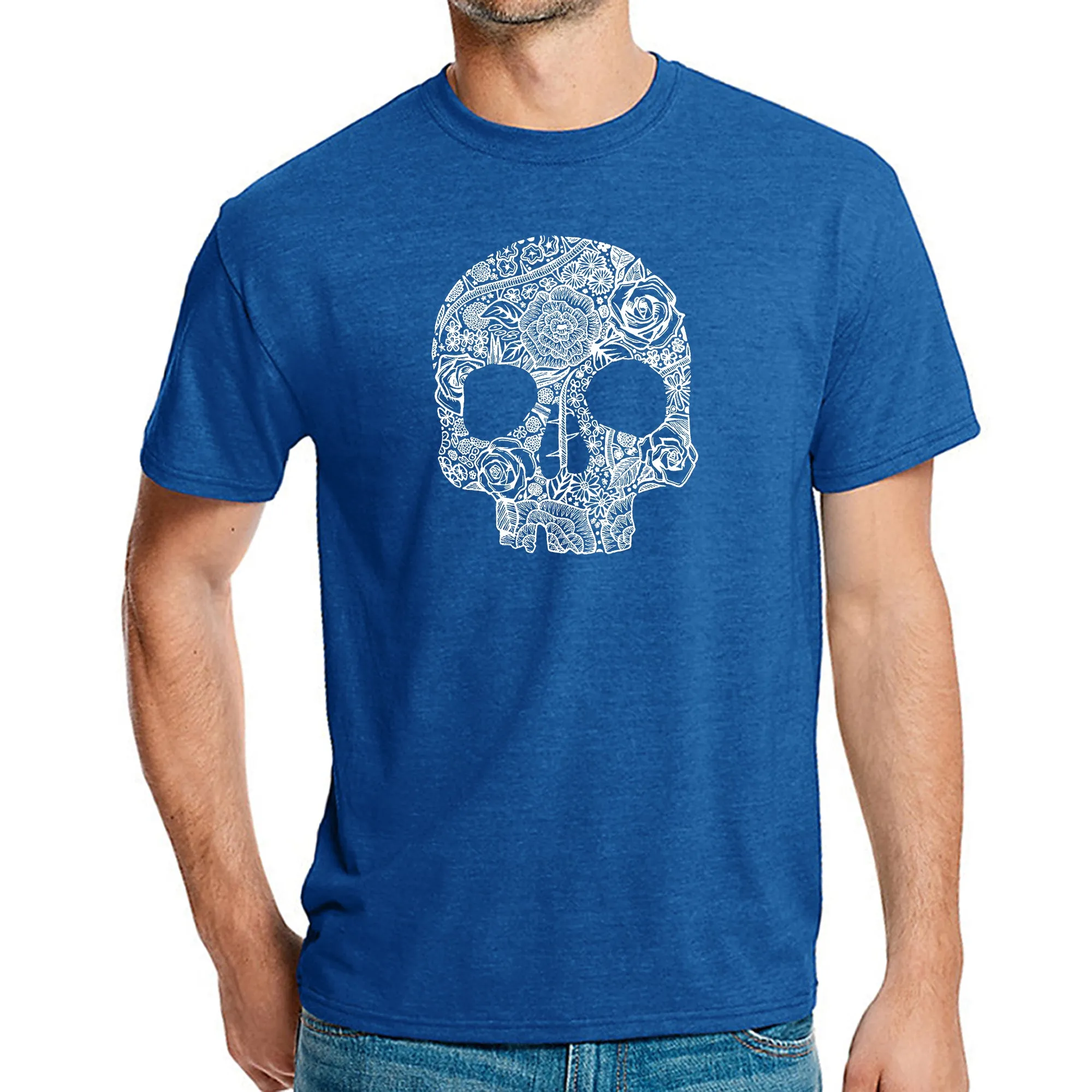 Flower Skull - Men's Premium Blend Word Art T-Shirt sold by LA Pop Art product image thumbnail 4