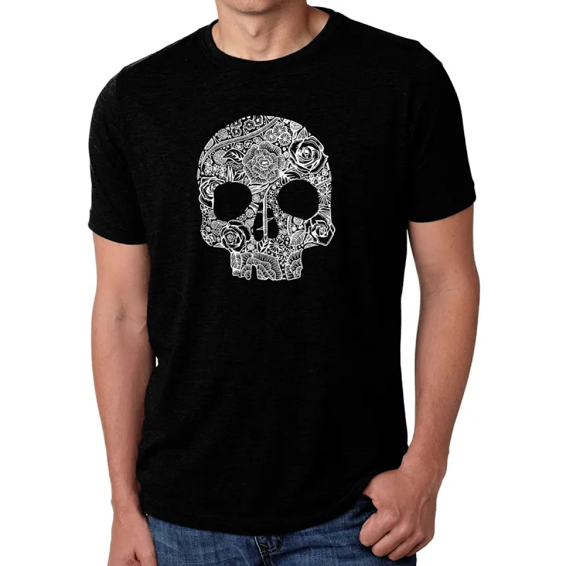 Flower Skull  - Men's Premium Blend Word Art T-Shirt sold by LA Pop Art