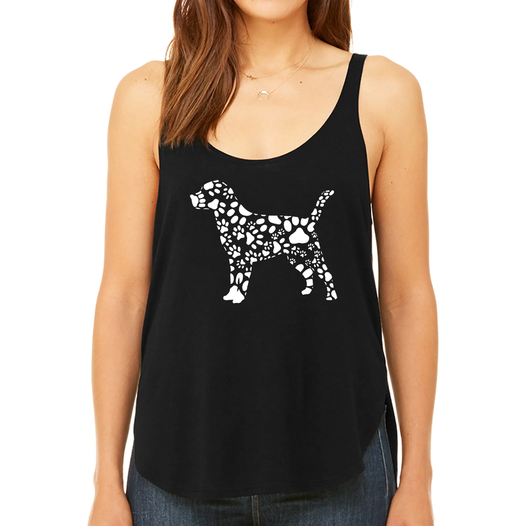 Dog Paw Prints  - Women's Premium Word Art Flowy Tank Top sold by LA Pop Art