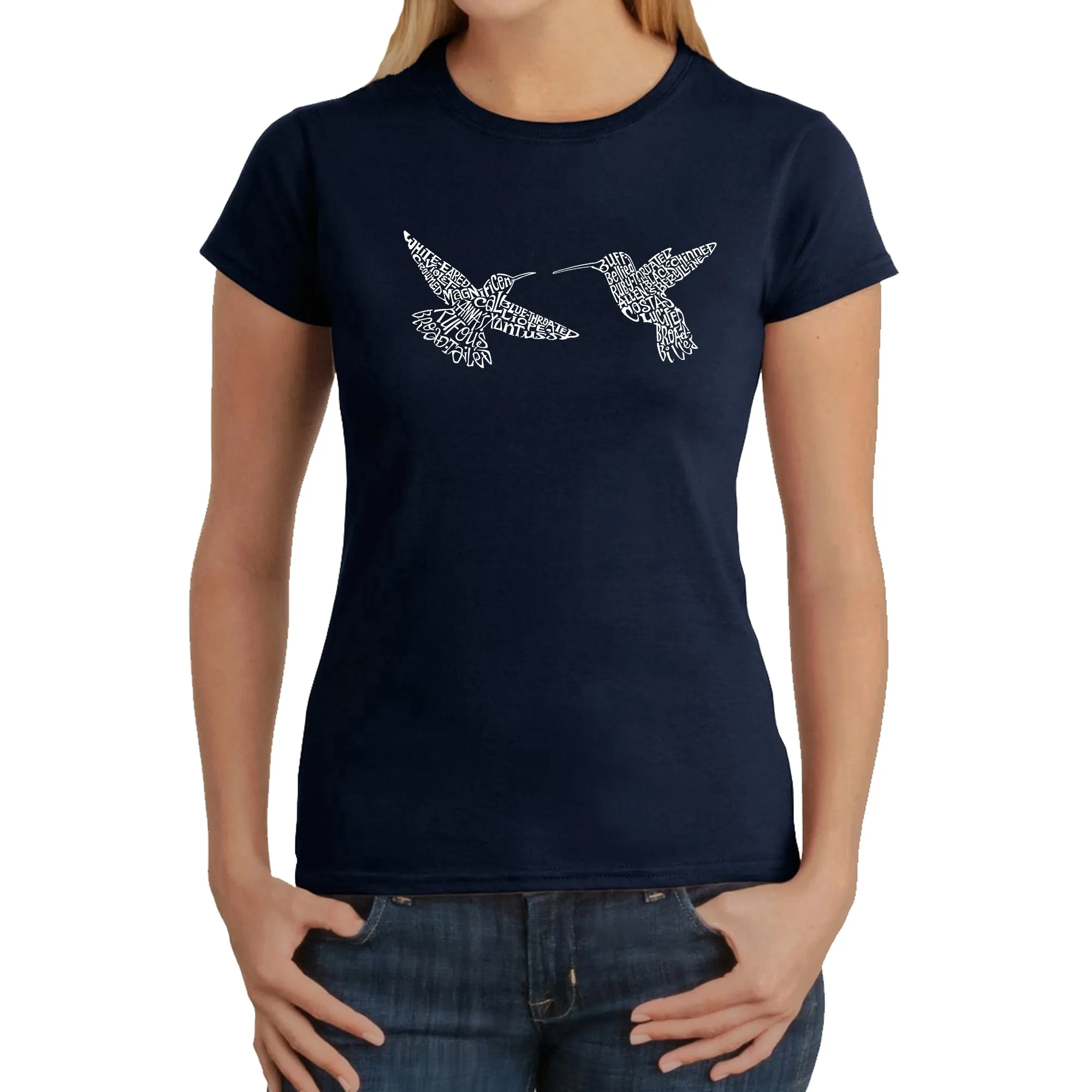 Hummingbirds - Women's Word Art T-Shirt sold by LA Pop Art product image thumbnail 3