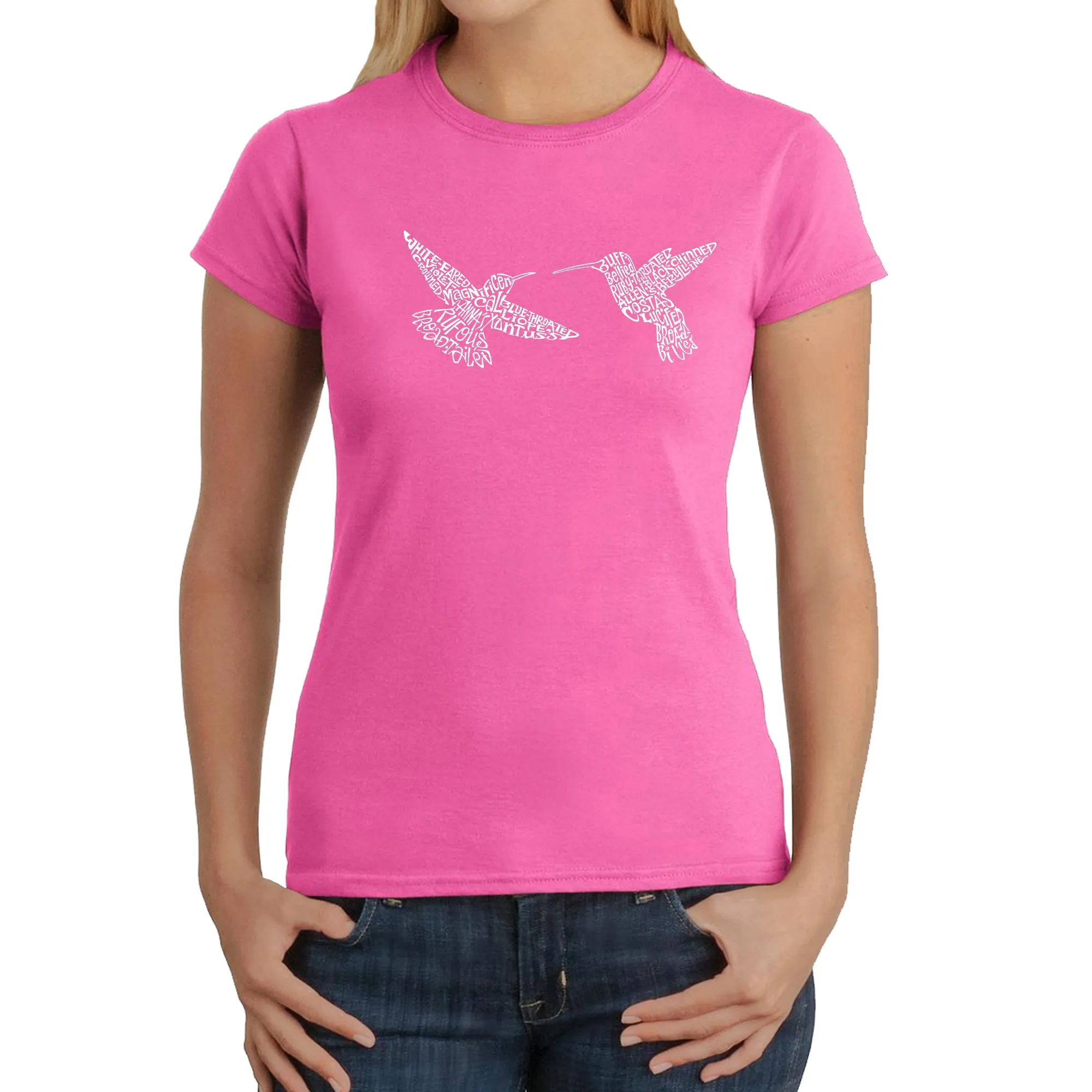 Hummingbirds - Women's Word Art T-Shirt sold by LA Pop Art product image thumbnail 4
