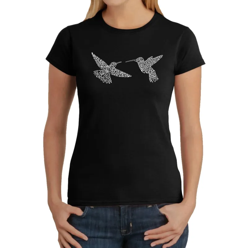 Hummingbirds - Women's Word Art T-Shirt sold by LA Pop Art