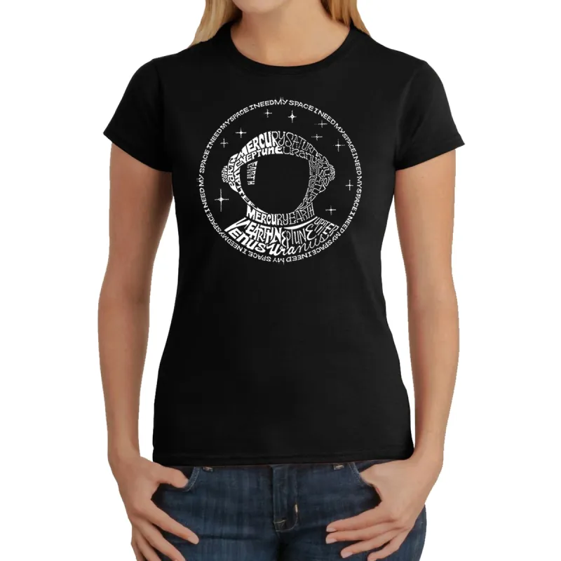 I Need My Space Astronaut - Women's Word Art T-Shirt sold by LA Pop Art