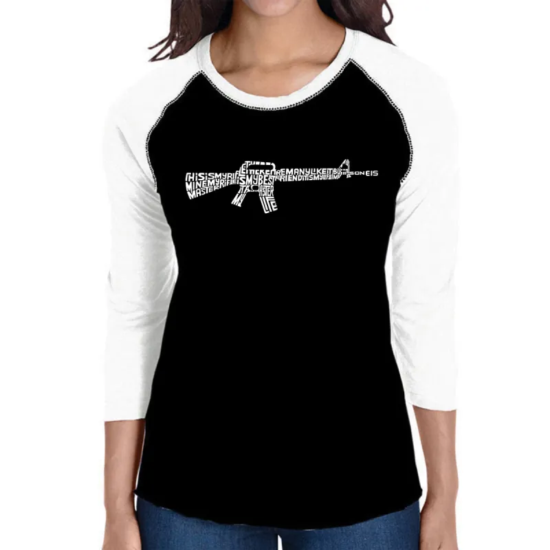 RIFLEMANS CREED - Women's Raglan Baseball Word Art T-Shirt sold by LA Pop Art